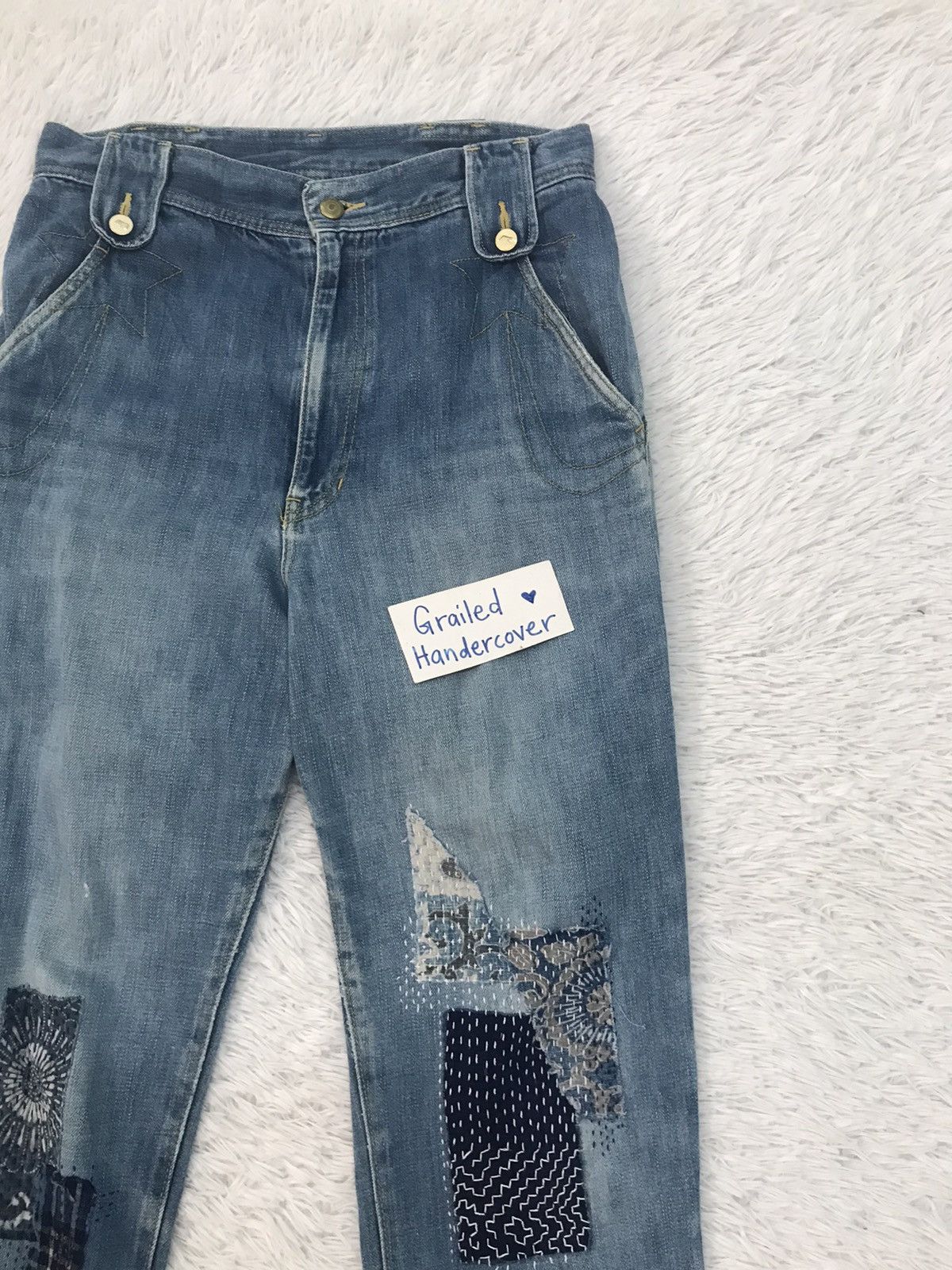 Issey Miyake Mercibeaucoup Issey Miyake Denim Pant With Patches Size US 31 - 4 Thumbnail