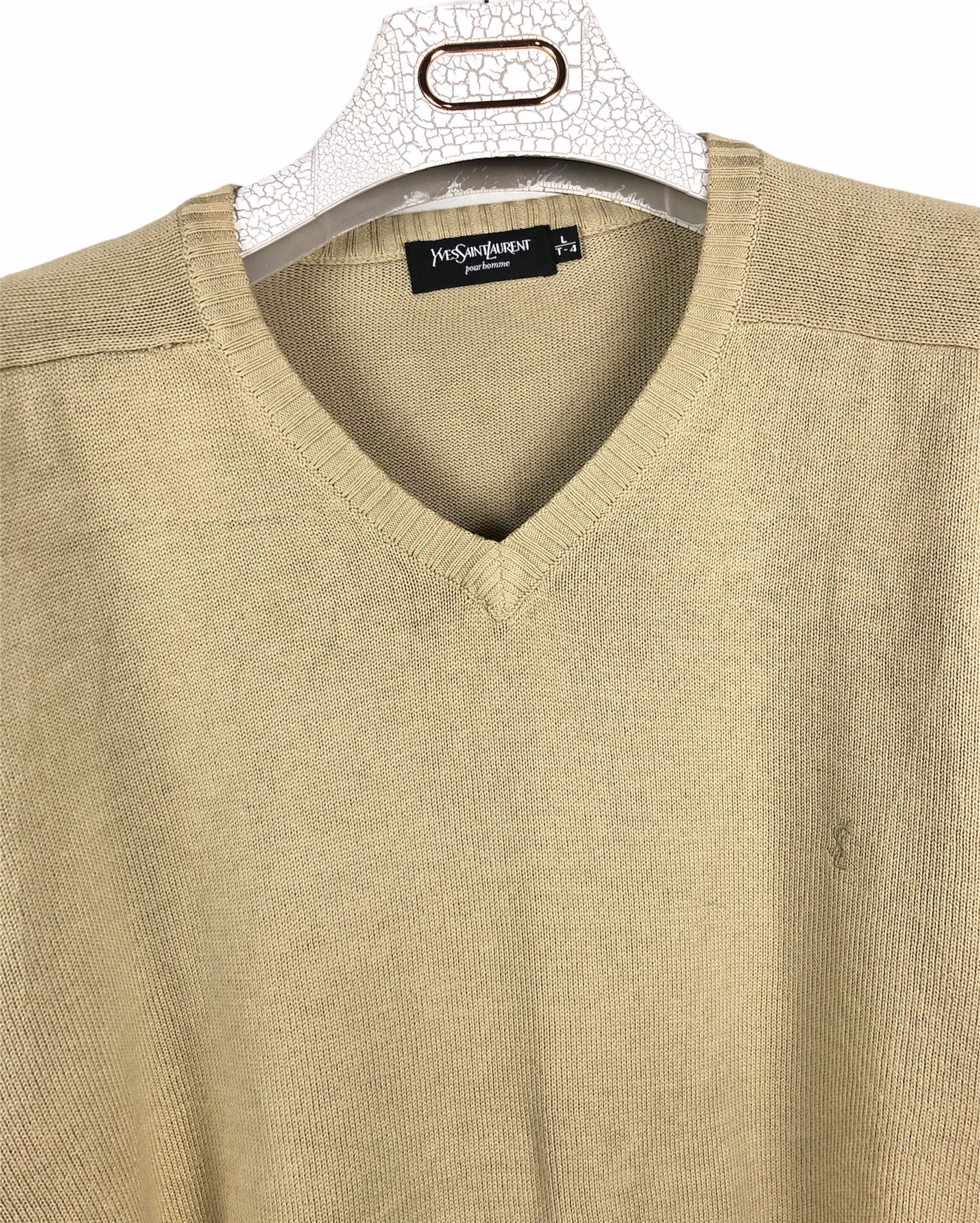 Yves Saint Laurent 🔥YSL saint Laurent vintage sweater camel Vneck cotton L Size US L / EU 52-54 / 3 - 1 Thumbnail