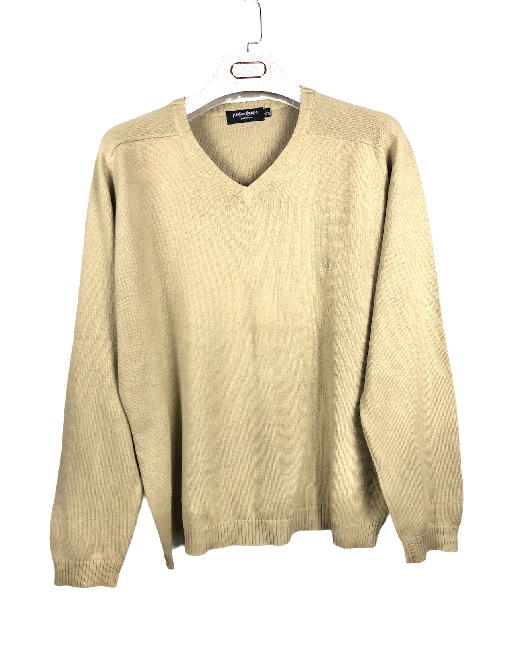 Yves Saint Laurent 🔥YSL saint Laurent vintage sweater camel Vneck cotton L Size US L / EU 52-54 / 3 - 2 Thumbnail