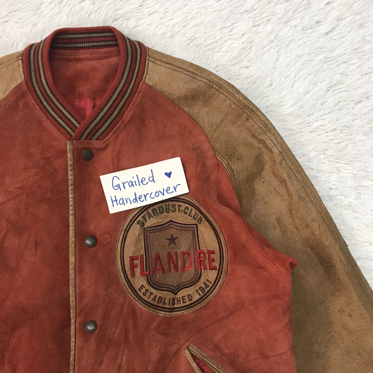 Leather Vtg Flandre Cowhide Leather Varsity Jacket Size US M / EU 48-50 / 2 - 4 Thumbnail