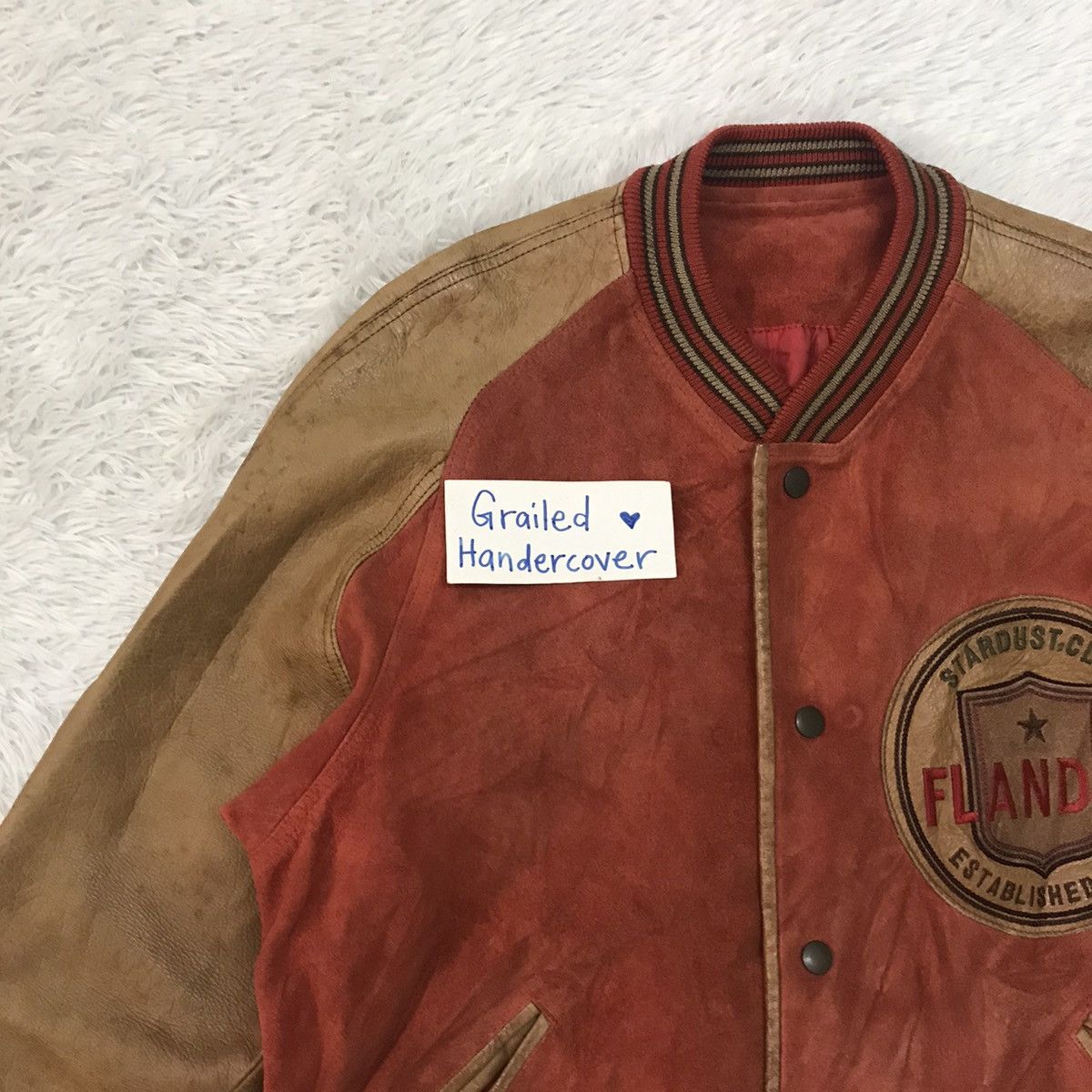 Leather Vtg Flandre Cowhide Leather Varsity Jacket Size US M / EU 48-50 / 2 - 3 Thumbnail