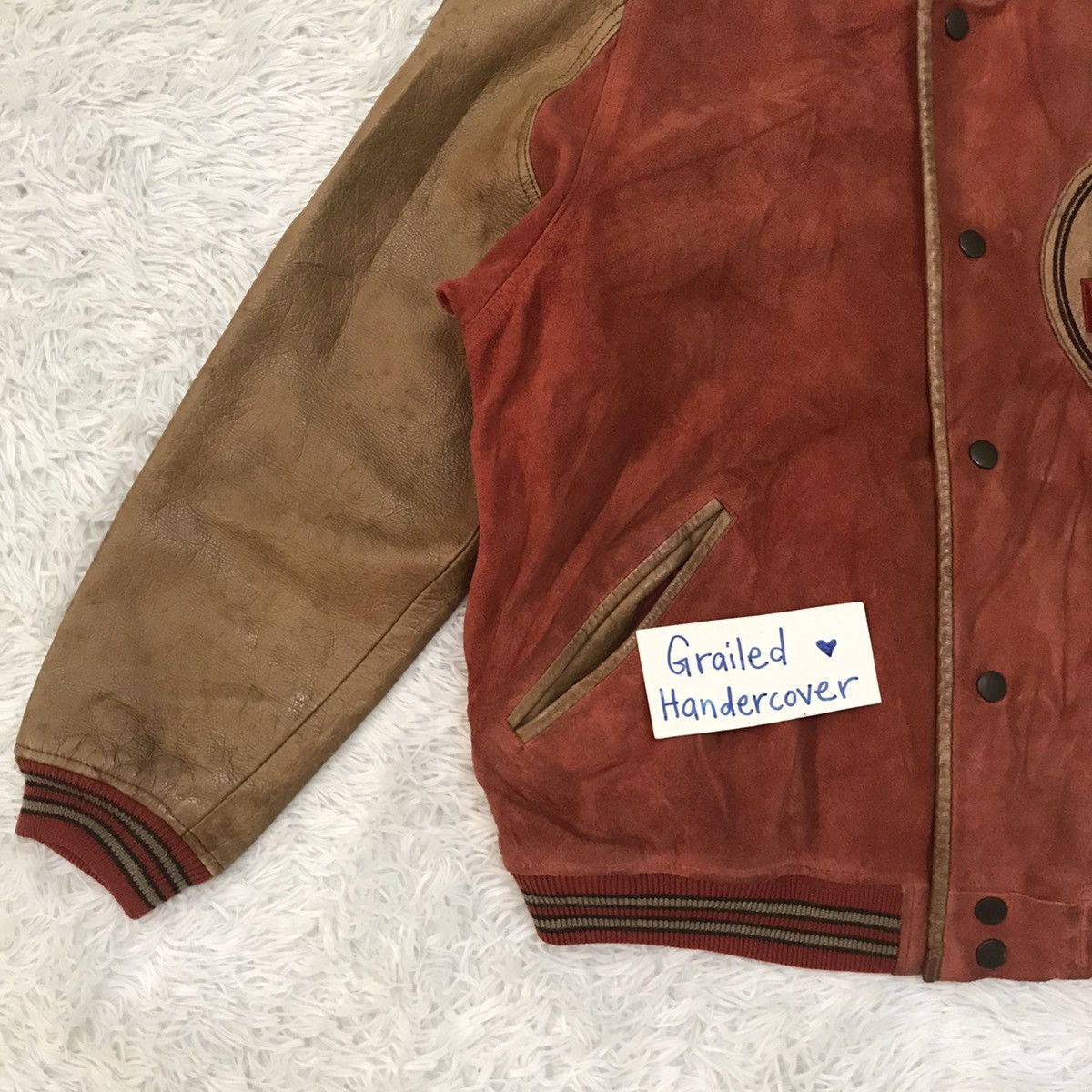 Leather Vtg Flandre Cowhide Leather Varsity Jacket Size US M / EU 48-50 / 2 - 5 Thumbnail