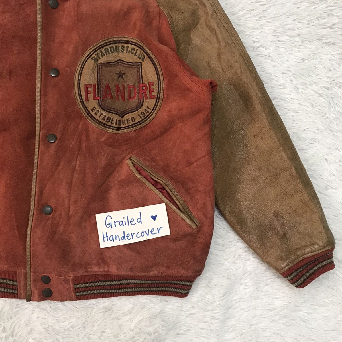 Leather Vtg Flandre Cowhide Leather Varsity Jacket Size US M / EU 48-50 / 2 - 6 Thumbnail