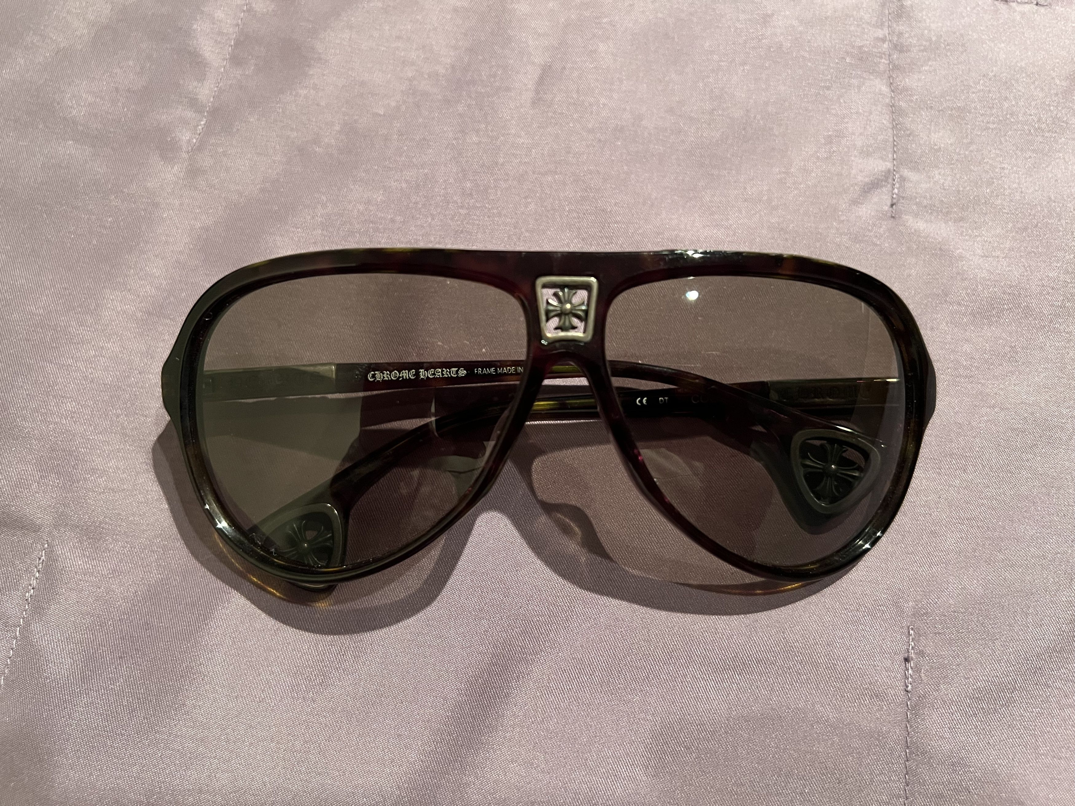 Lunettes De Soleil Chrome Hearts Cooch - Monture Acétate & Argent, Style Aviateur, Très Bon État