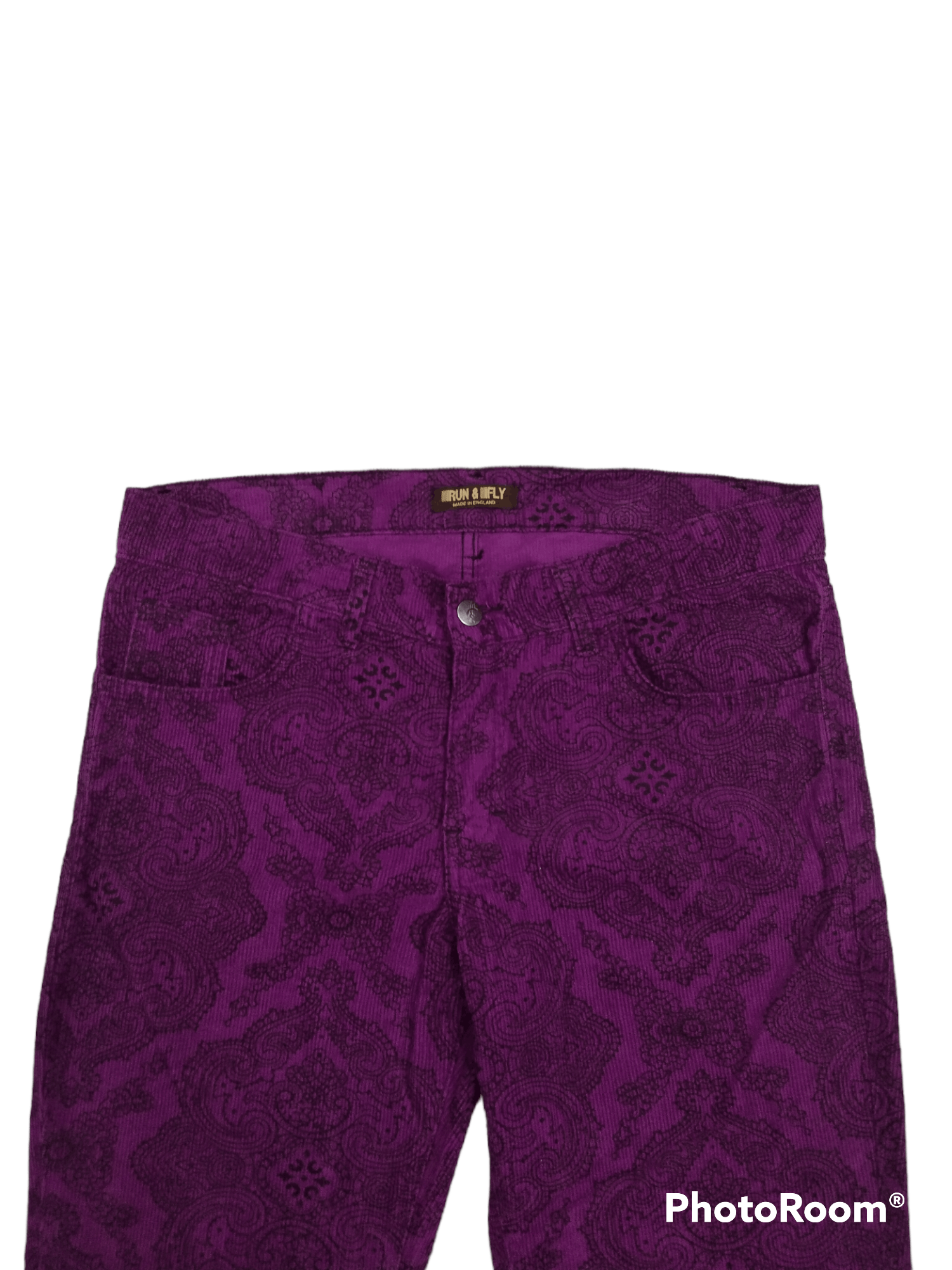 Vintage SUPER FLARE🔥RUN&FLY PAISLEY COULDUROY MADE IN ENGLAND Size US 32 / EU 48 - 3 Thumbnail