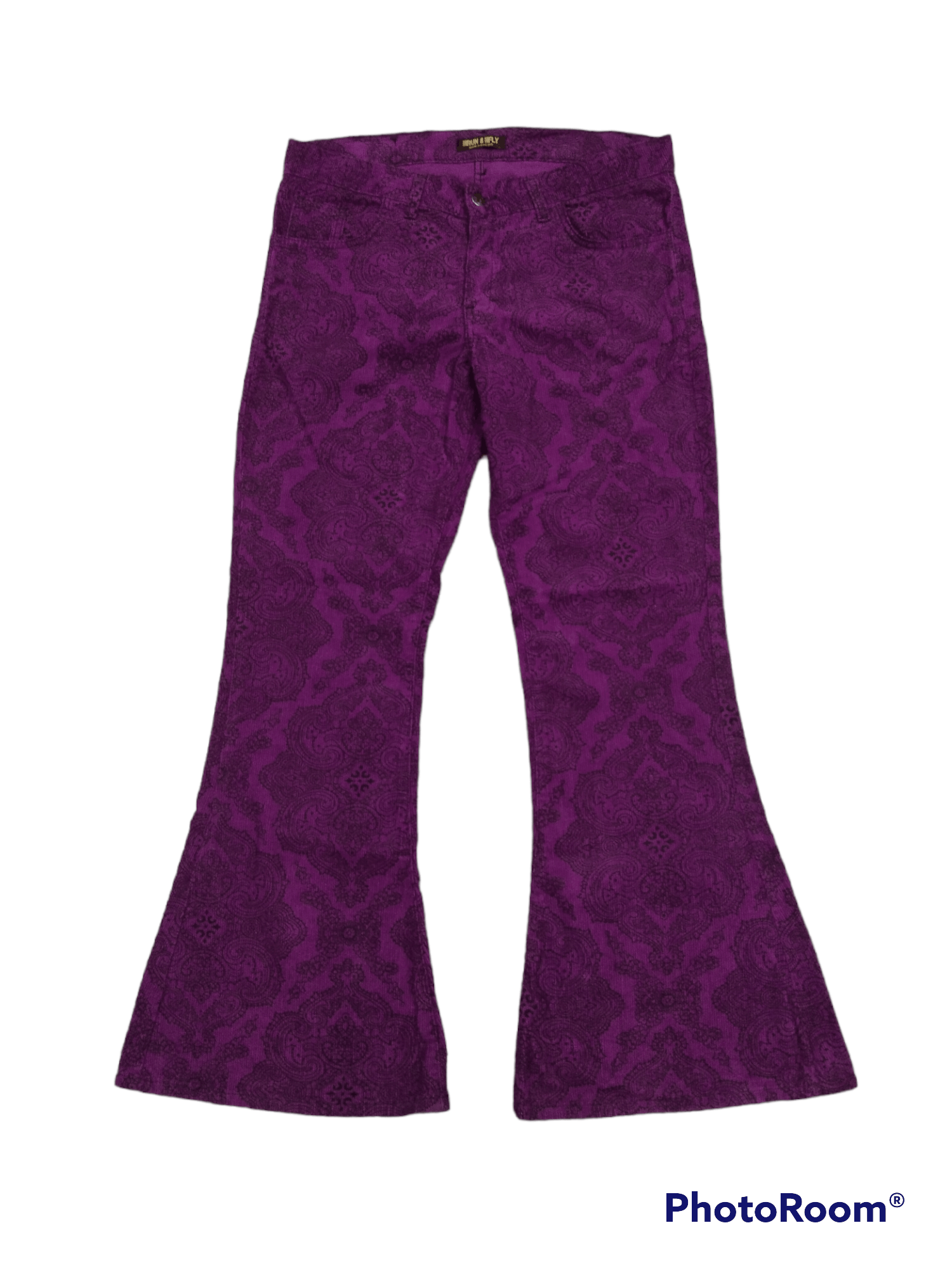 Vintage SUPER FLARE🔥RUN&FLY PAISLEY COULDUROY MADE IN ENGLAND Size US 32 / EU 48 - 1 Thumbnail