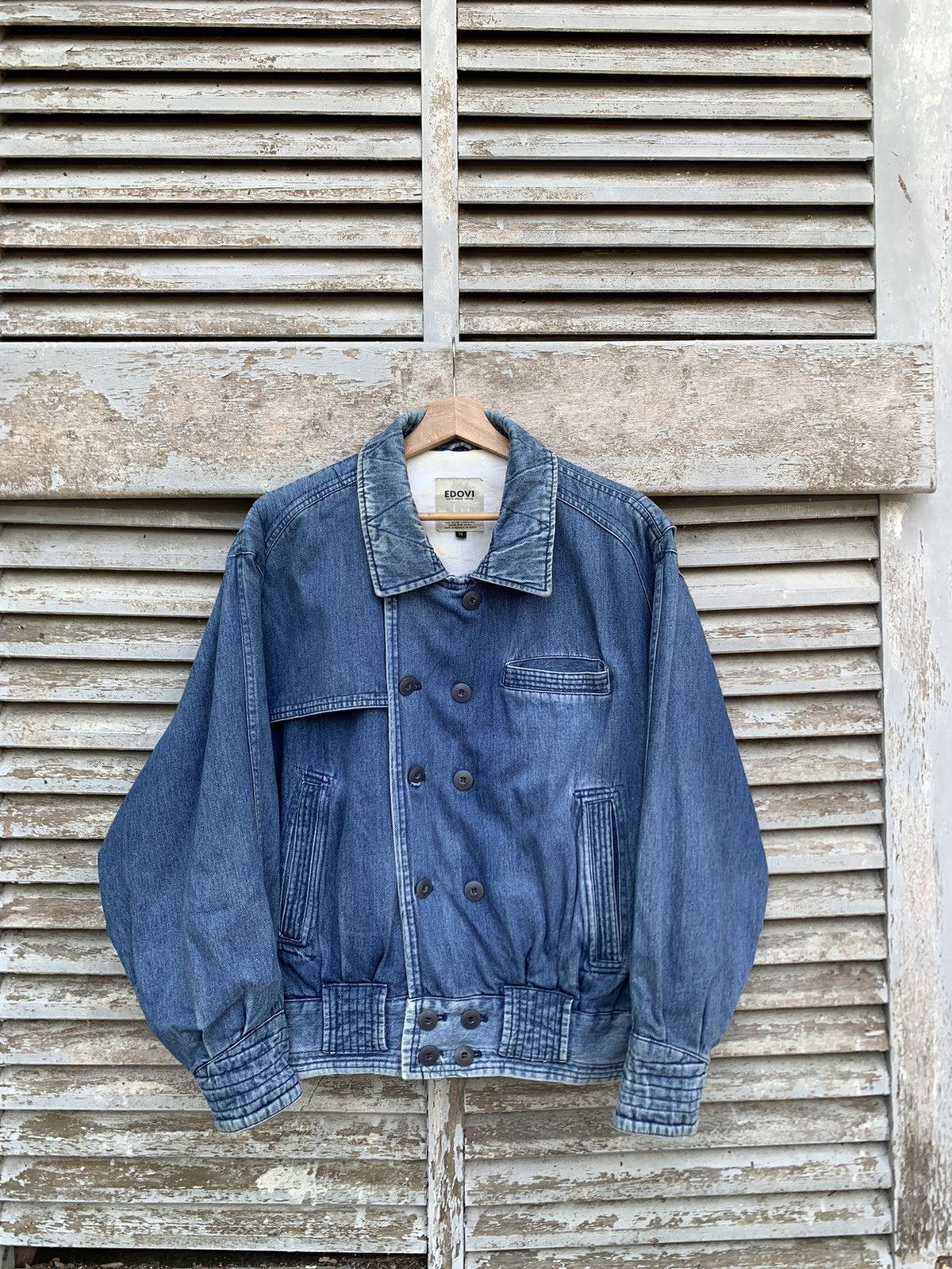 Vintage 👹Vintage EDOVI SPECIAL EDITION DENIM BOMBER JACKET Size US L / EU 52-54 / 3 - 2 Thumbnail