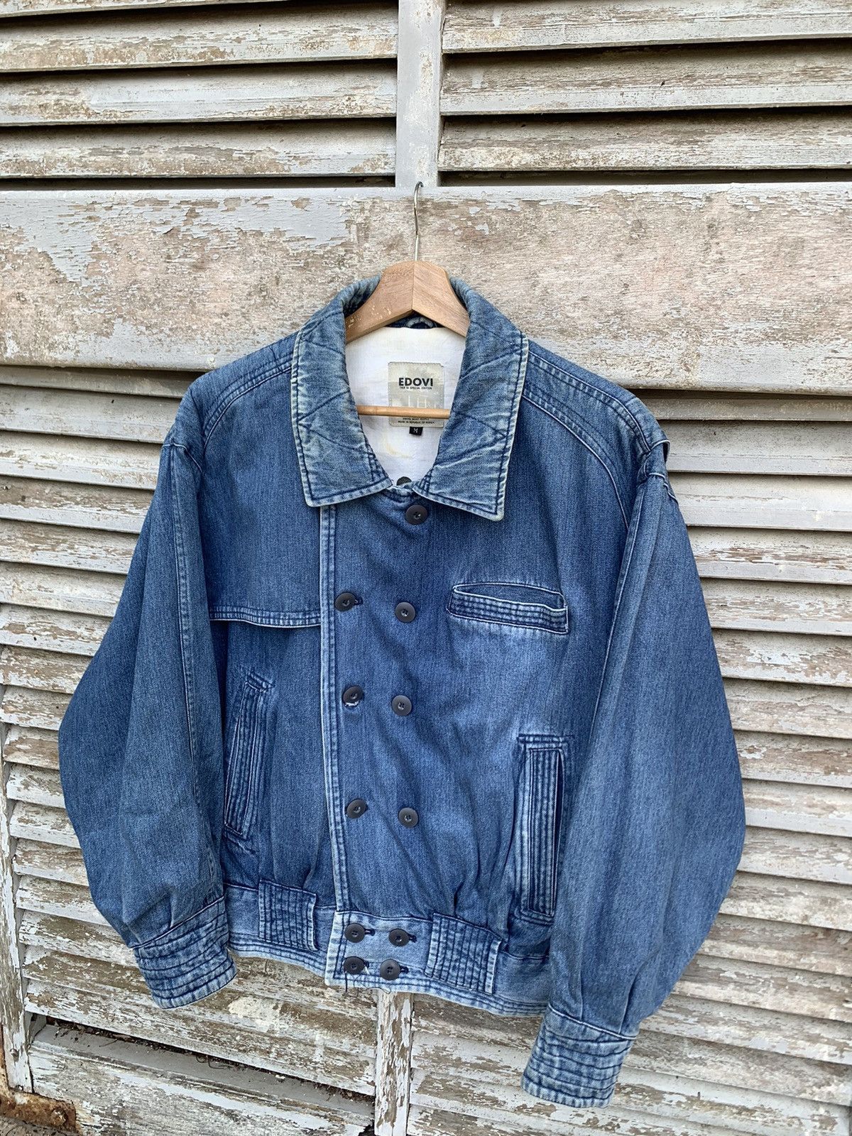Vintage 👹Vintage EDOVI SPECIAL EDITION DENIM BOMBER JACKET Size US L / EU 52-54 / 3 - 5 Thumbnail