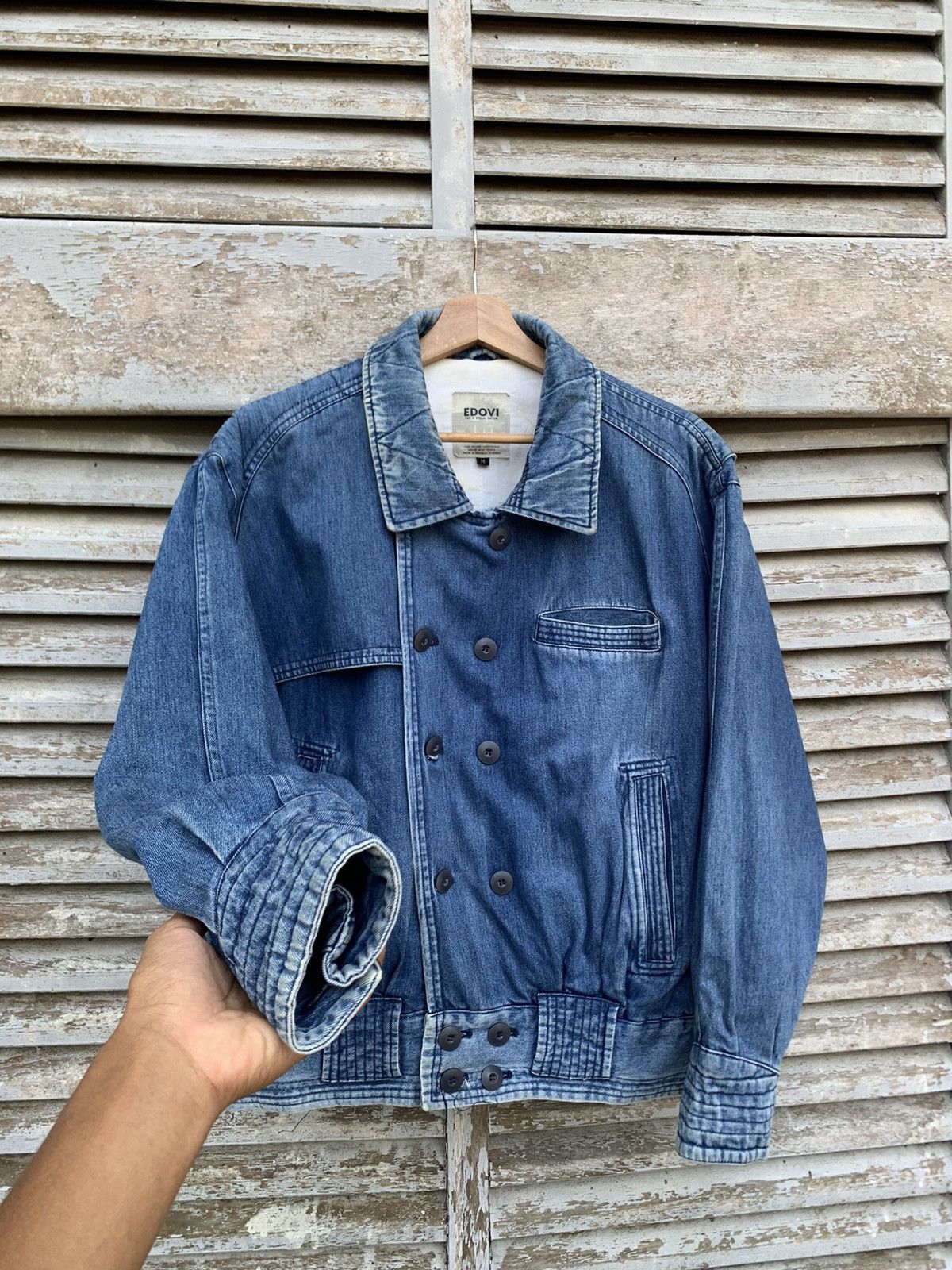 Vintage 👹Vintage EDOVI SPECIAL EDITION DENIM BOMBER JACKET Size US L / EU 52-54 / 3 - 6 Thumbnail