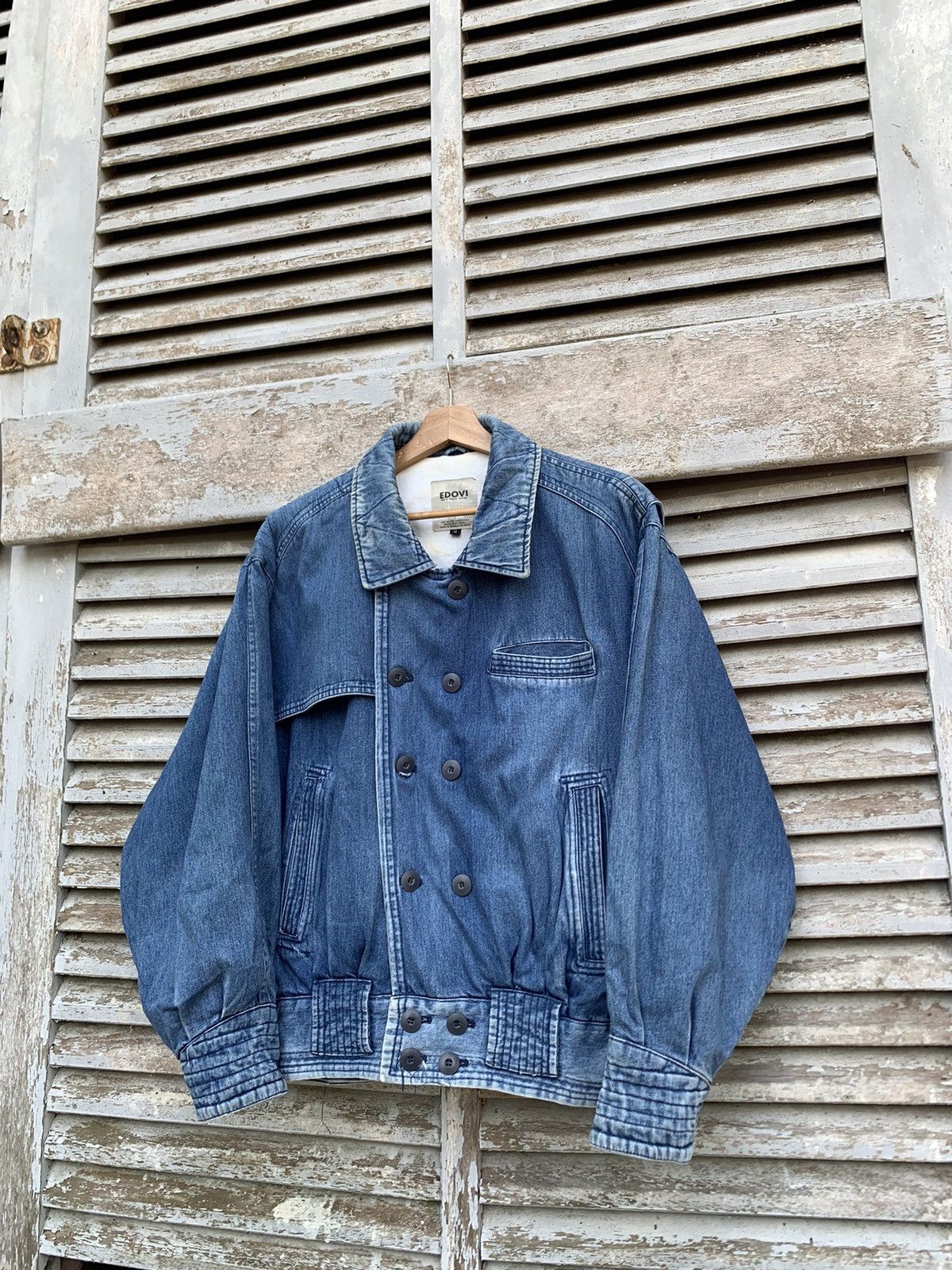 image of Edovi Special Edition Denim Bomber Jacket, Men's (Size Large)