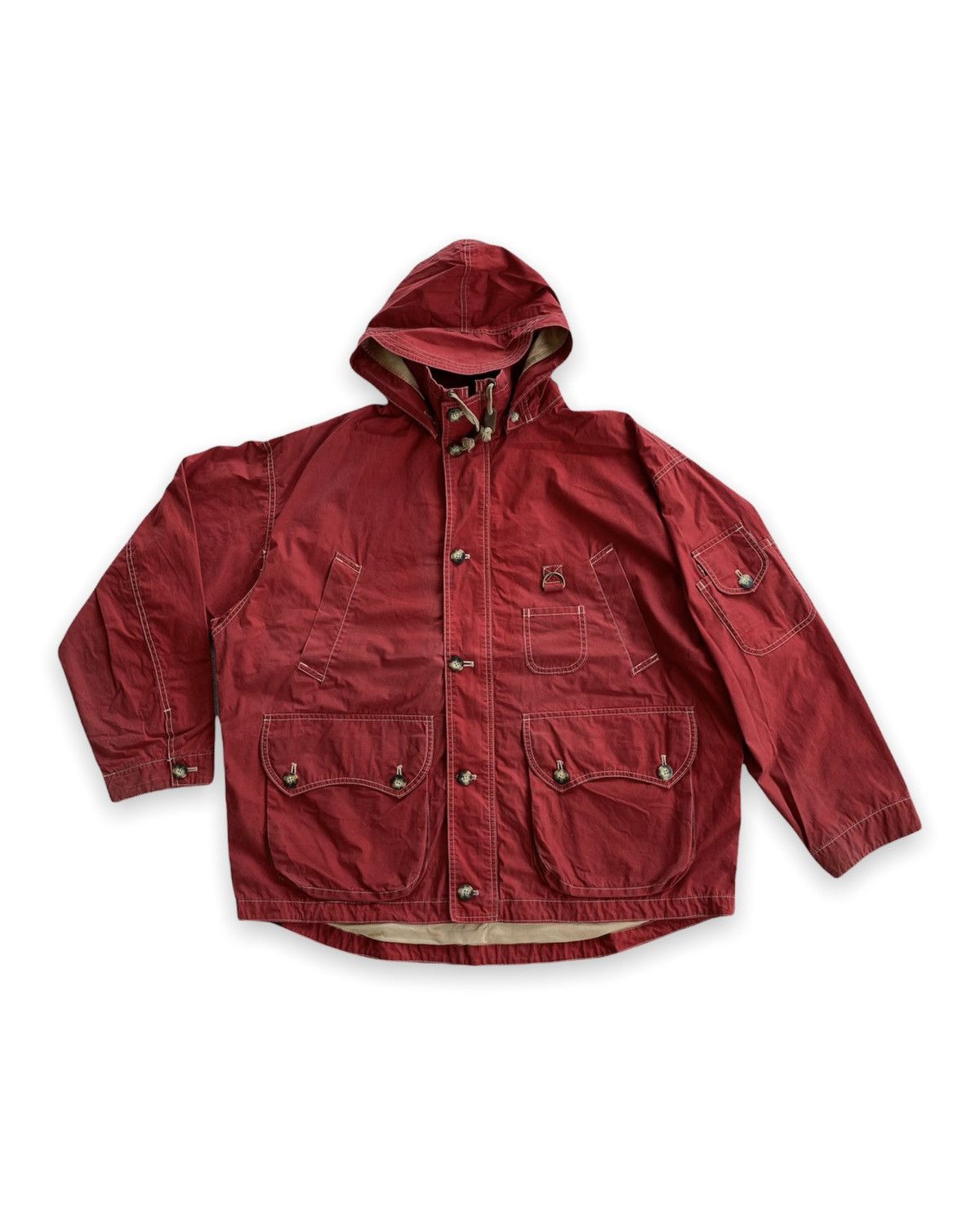 image of 1 Of 1 x Nigel Cabourn Maul Ruck Multi Pocket Utility Jacket in Red, Men's (Size XL)