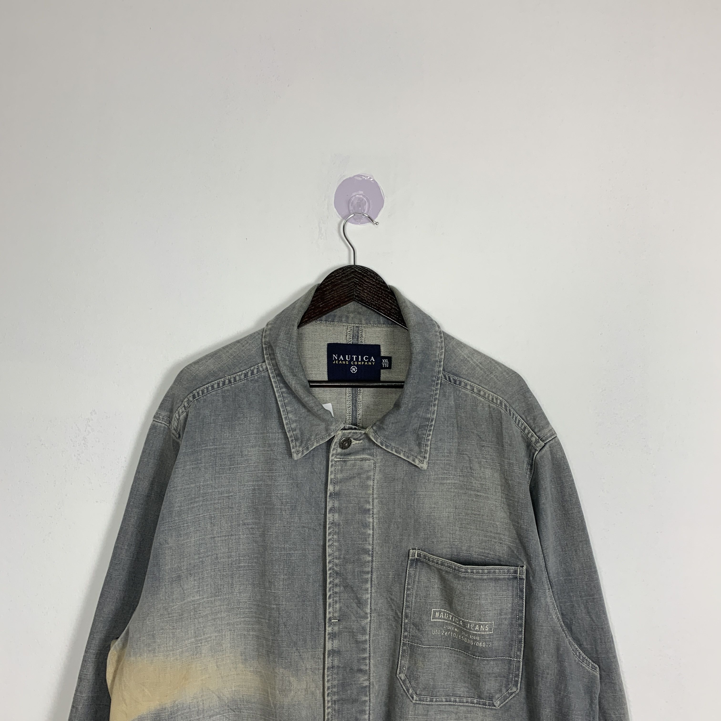 Nautica Vintage NAUTICA Distressed Denim Jeans Jacket J0821 Size US XL / EU 56 / 4 - 2 Thumbnail