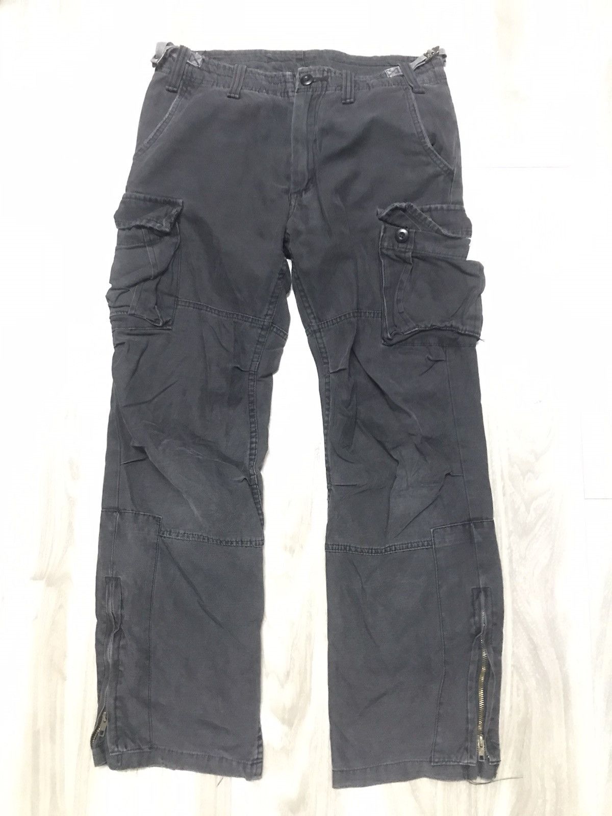 image of Designer Jungle Storm Cargo Pants Bondage Parachute Zipper Leg in Black, Men's (Size 31)