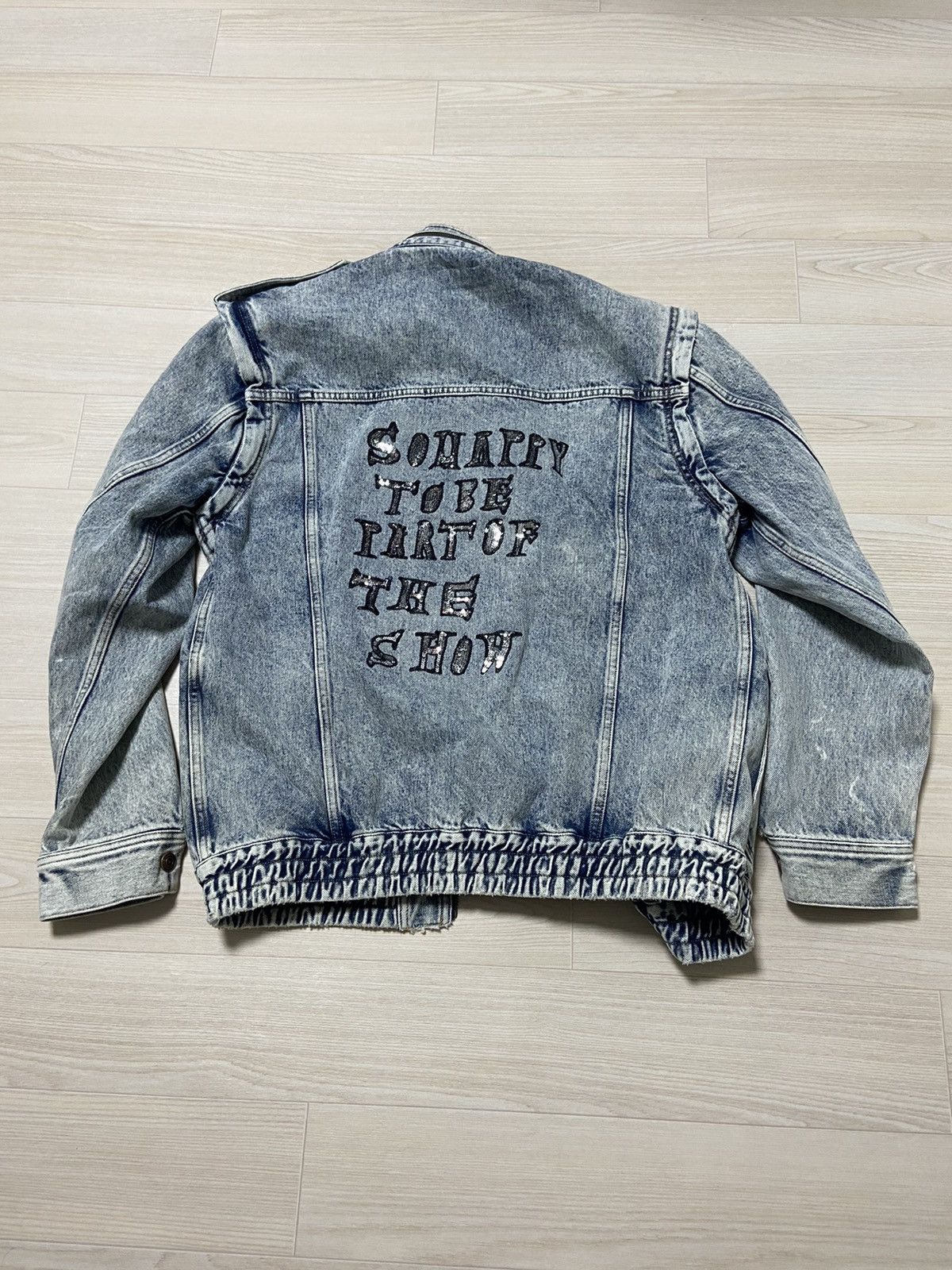Celine × Hedi Slimane XS Celine Oversized ‘so happy’ sequin denim bomber jacket Size US XS / EU 42 / 0 - 2 Thumbnail