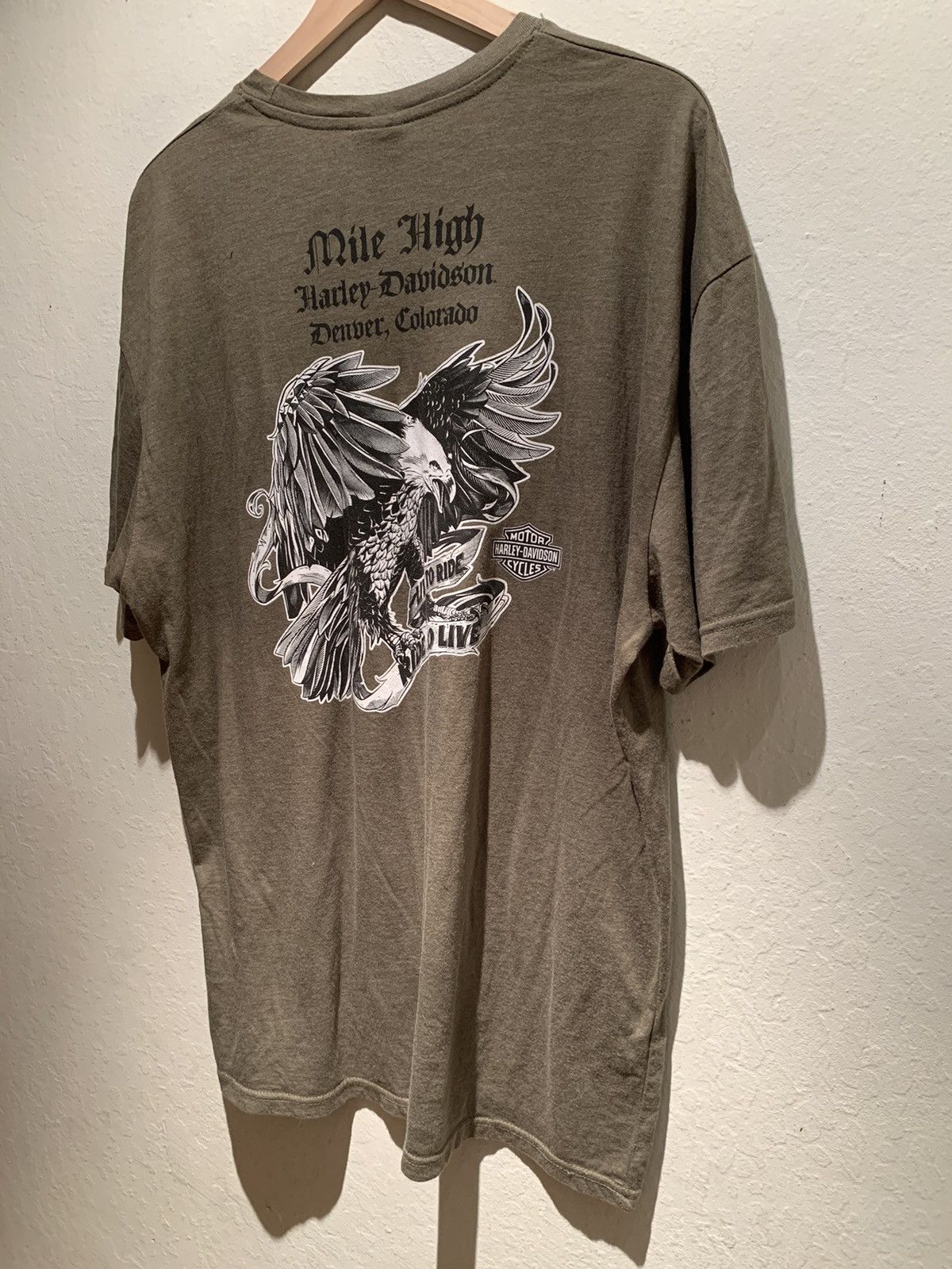 image of Harley Davidson Mile High Denver Colorado T-Shirt XL in Military Green/Black/Tan, Men's