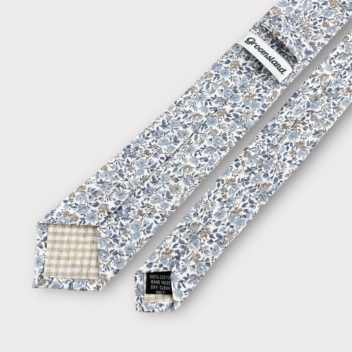 Other Men’s White w/ Dusty Blue Floral Necktie, Slim 2.5” Width Size ONE SIZE - 3 Thumbnail