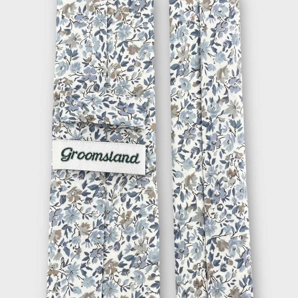 Other Men’s White w/ Dusty Blue Floral Necktie, Slim 2.5” Width Size ONE SIZE - 4 Thumbnail