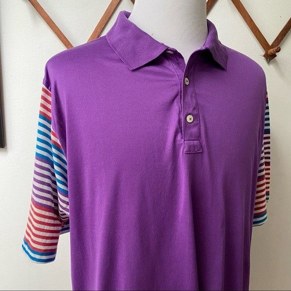 Vintage Vintage 90s Pima Cotton Striped Sleeve Polo Made In USA Size US XL / EU 56 / 4 - 7 Thumbnail