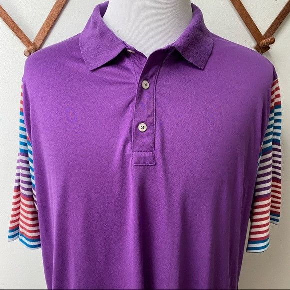 Vintage Vintage 90s Pima Cotton Striped Sleeve Polo Made In USA Size US XL / EU 56 / 4 - 2 Thumbnail