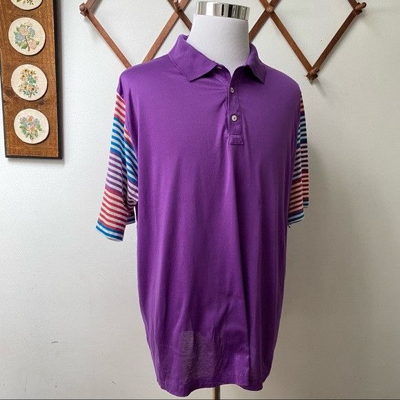 Vintage Vintage 90s Pima Cotton Striped Sleeve Polo Made In USA Size US XL / EU 56 / 4 - 11 Thumbnail