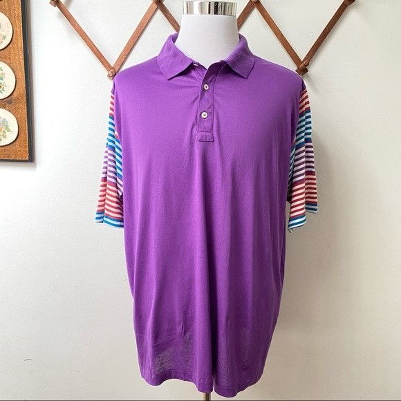Vintage Vintage 90s Pima Cotton Striped Sleeve Polo Made In USA Size US XL / EU 56 / 4 - 1 Thumbnail