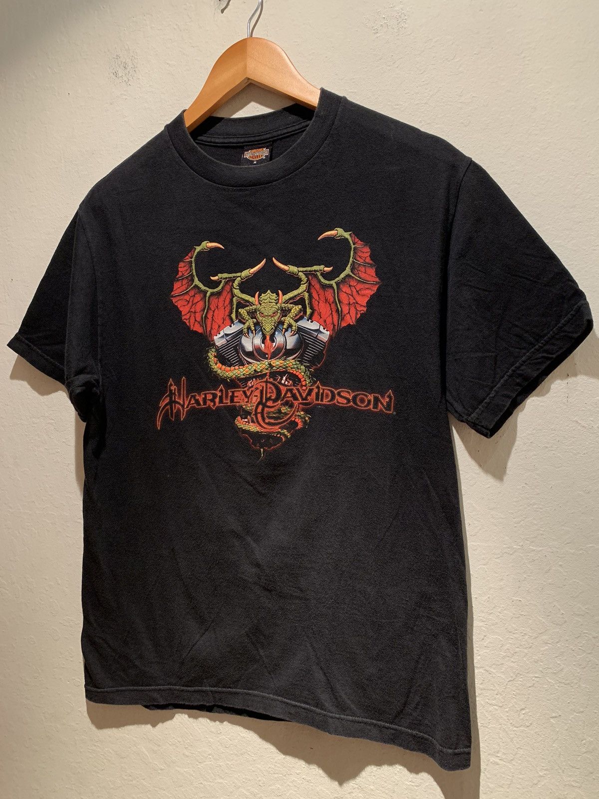 Harley Davidson × Vintage *RARE* Vintage Harley Davidson Dragon USA-Made T-Shirt - M Size US M / EU 48-50 / 2 - 1 Thumbnail