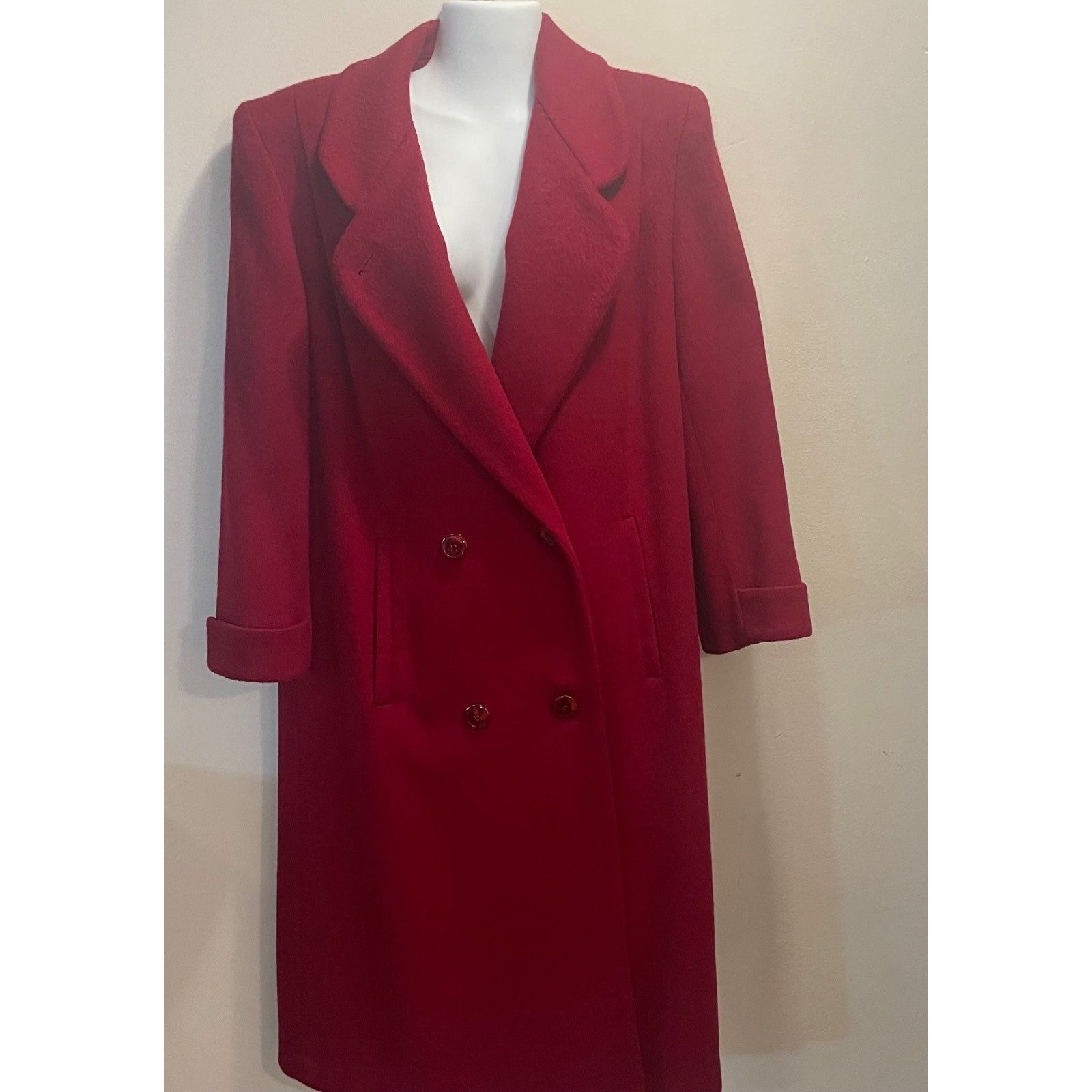 Vintage USA Made Wool Blend Cathy-Jo Red Long Coat