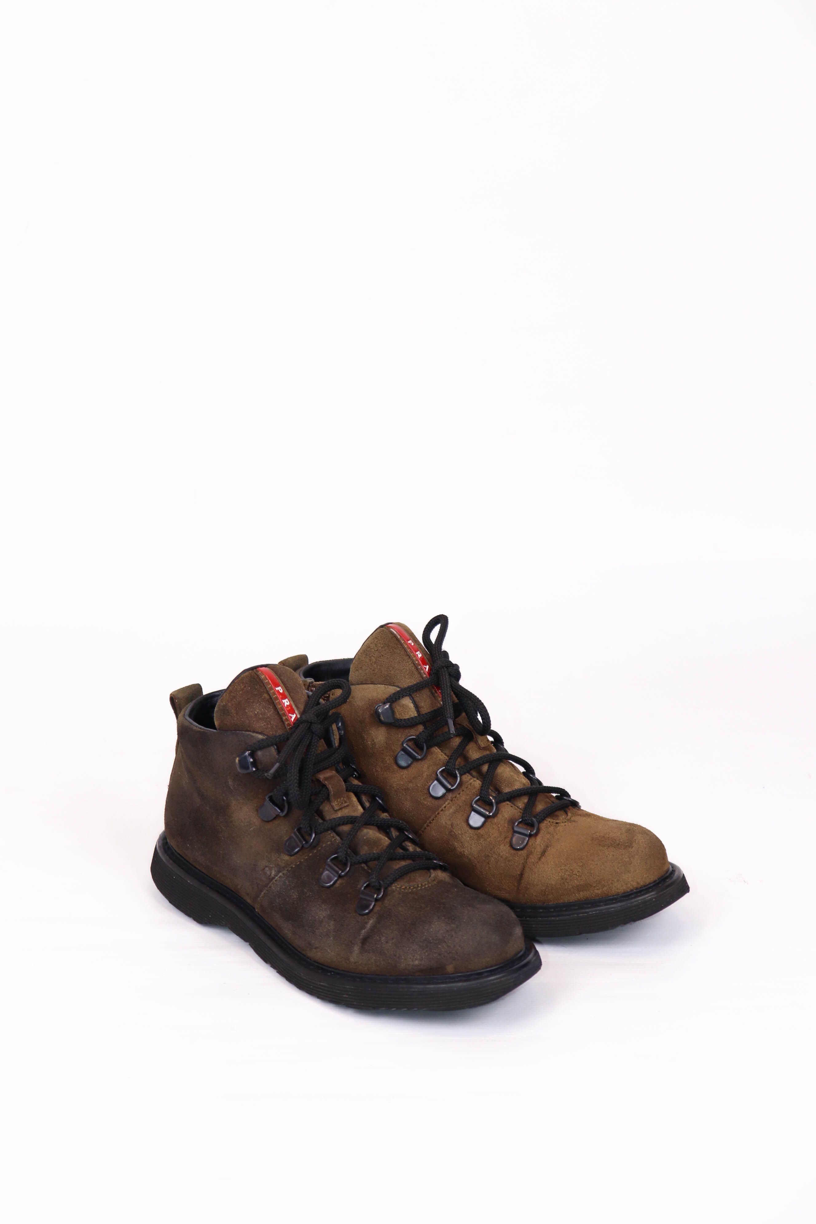Prada Prada Vintage 0T 0545 Women’s Faded Brown Suede Boots Size US 4 / IT 34 - 1 Thumbnail