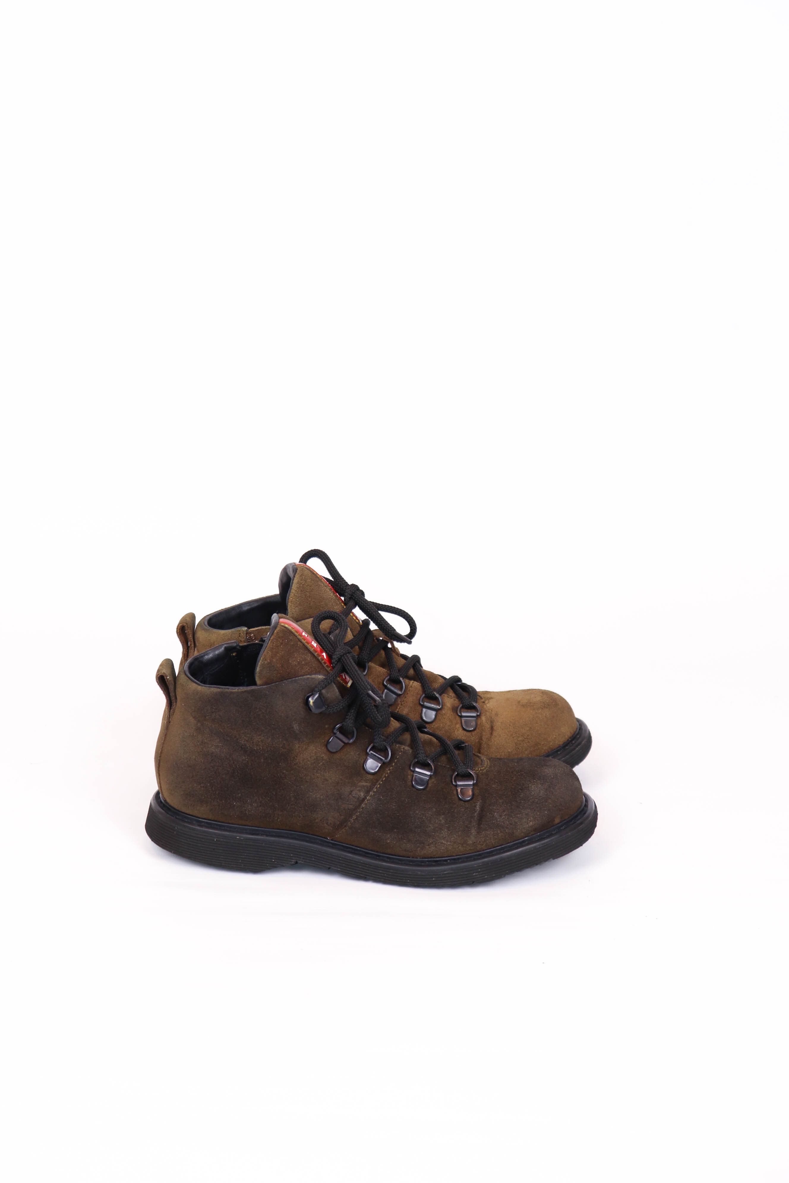 Prada Prada Vintage 0T 0545 Women’s Faded Brown Suede Boots Size US 4 / IT 34 - 5 Thumbnail