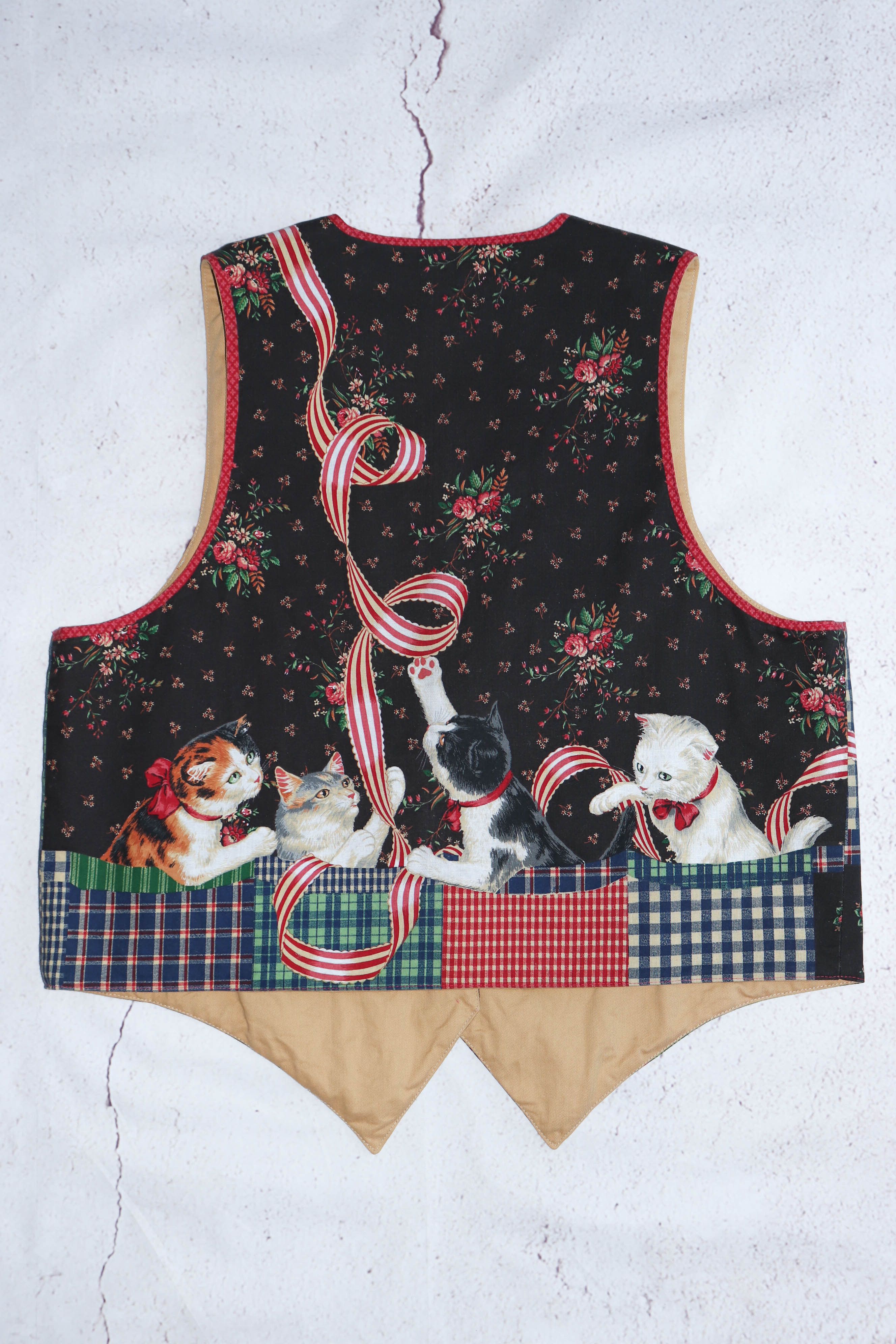 Vintage Vintage Kittens Cats Graphics Plaid Check Waistcoat Vest Size US XL / EU 56 / 4 - 2 Thumbnail