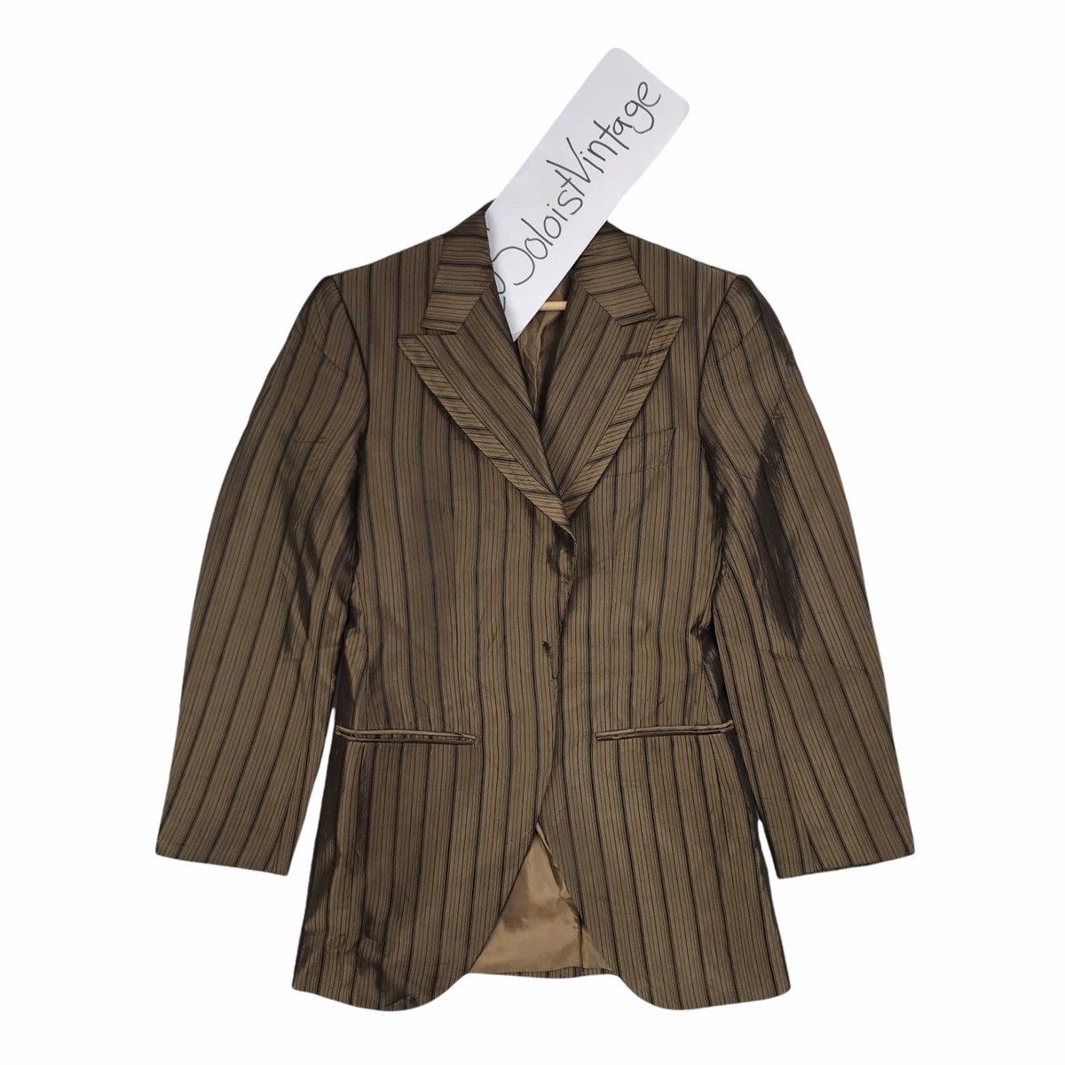 Alberto ALBERTO CARLOS ALBERTO Stripes Gold Blazer Coat Size US S / EU 44-46 / 1 - 1 Thumbnail