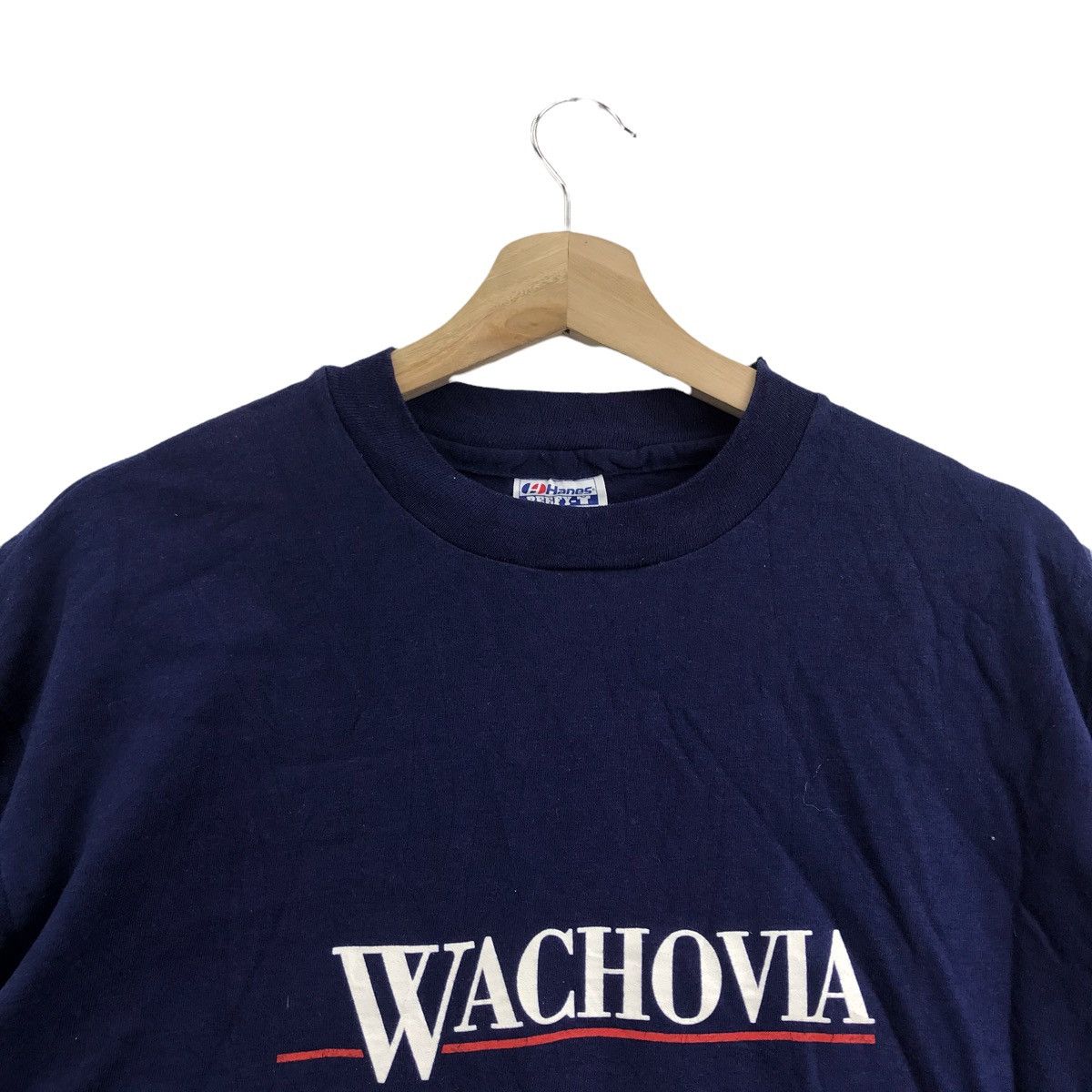 Vintage Vintage WACHOVIA BANK USA Hanes Blue T Shirt Size US XL / EU 56 / 4 - 2 Thumbnail