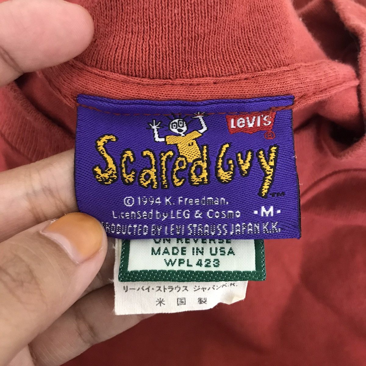 Levi's Vintage 94 LEVIS x SCARED GUYS Usa K. Freedman Red T Shirt Size US M / EU 48-50 / 2 - 4 Thumbnail