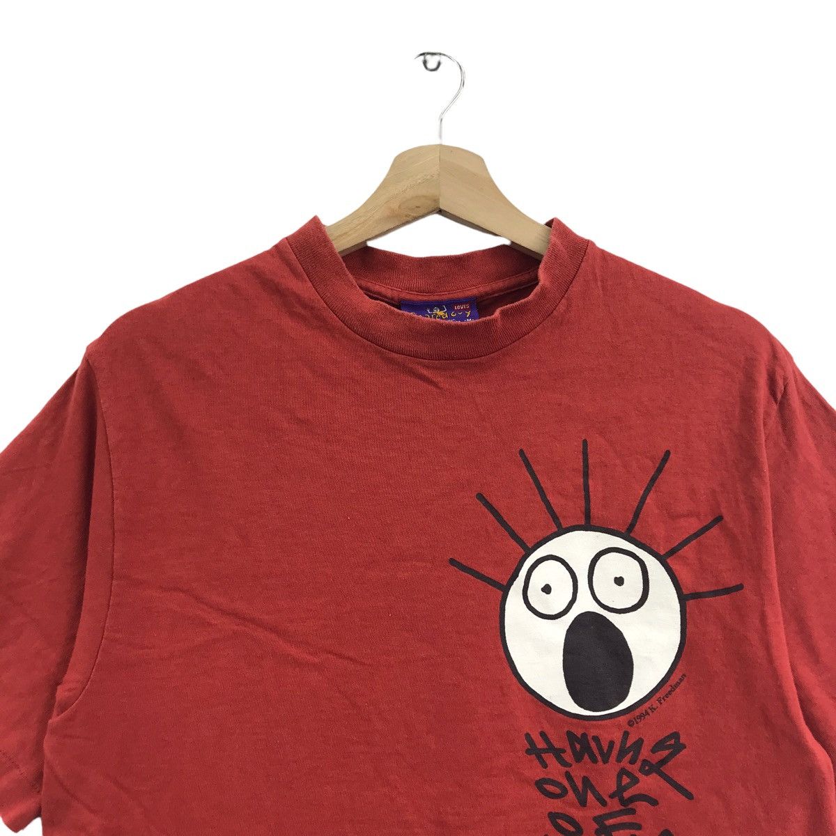 Levi's Vintage 94 LEVIS x SCARED GUYS Usa K. Freedman Red T Shirt Size US M / EU 48-50 / 2 - 2 Thumbnail