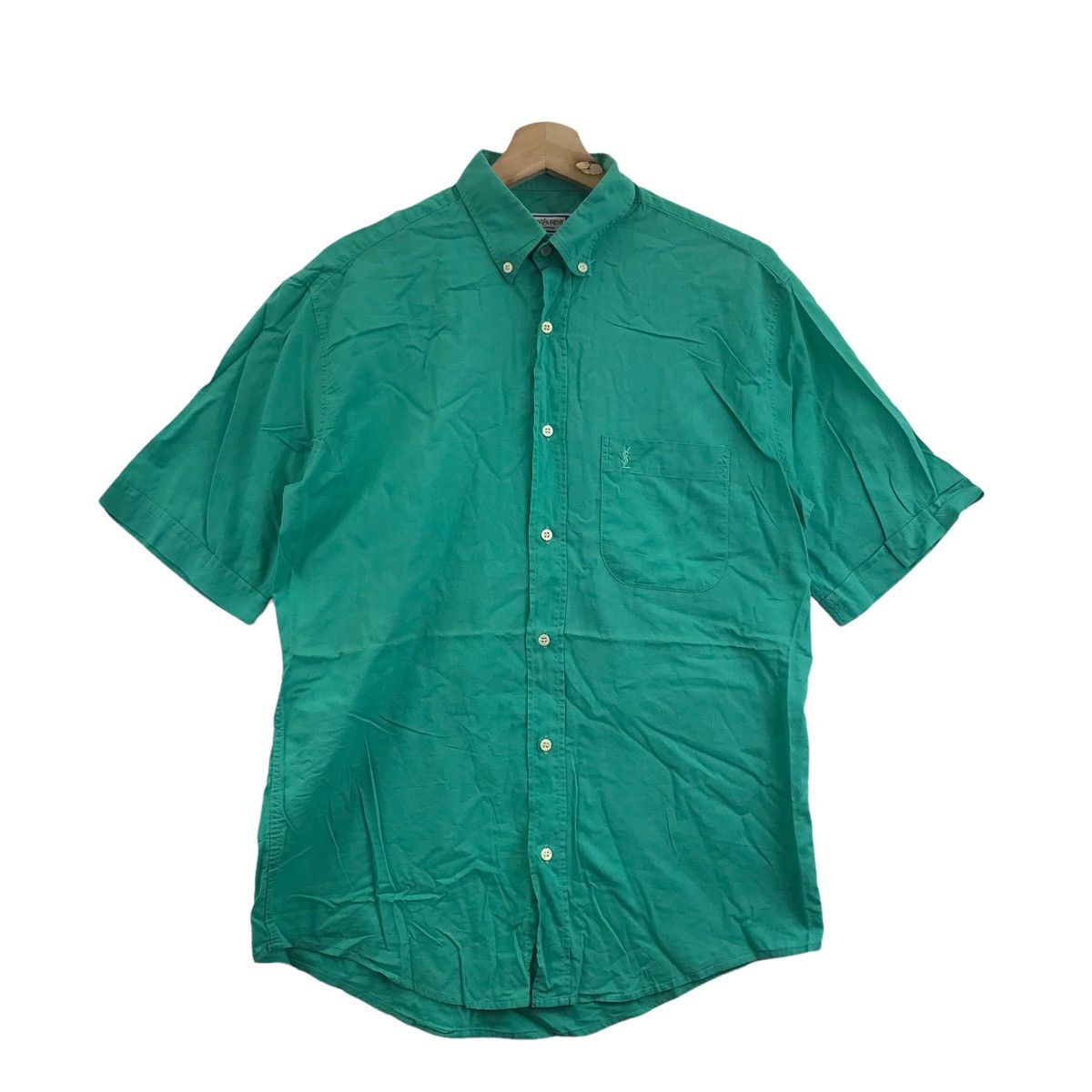 Yves Saint Laurent YVES SAINT LAURENT Ysl Pour Homme Embroidered Green Shirt Size US M / EU 48-50 / 2 - 1 Thumbnail