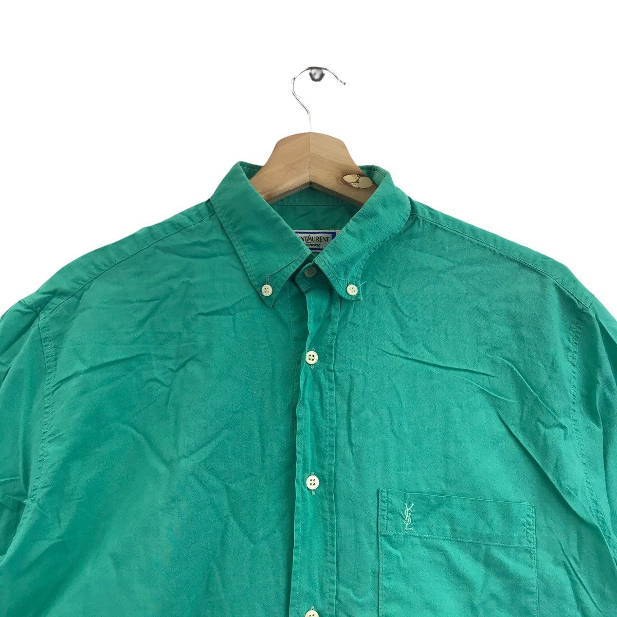 Yves Saint Laurent YVES SAINT LAURENT Ysl Pour Homme Embroidered Green Shirt Size US M / EU 48-50 / 2 - 2 Thumbnail