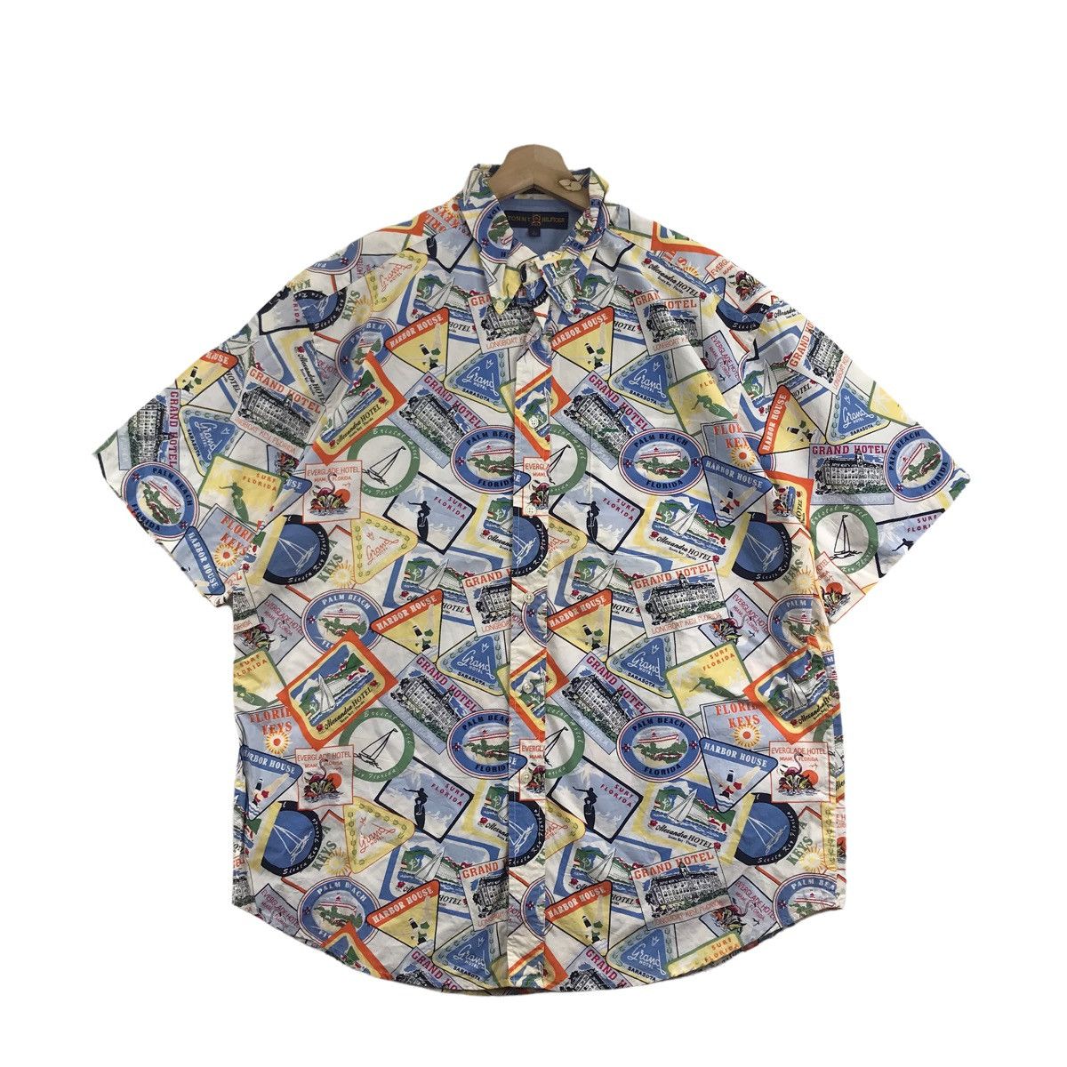 Tommy Hilfiger Vintage TOMMY HILFIGER GOLFSailing SurfHawaii OverprintShirt Size US L / EU 52-54 / 3 - 1 Thumbnail