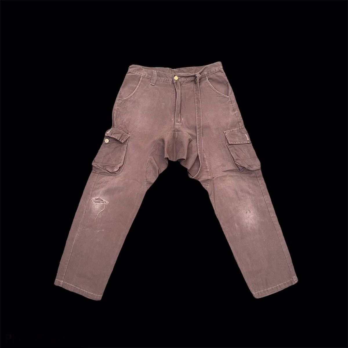 Japanese Brand × Seditionaries Distressed! Japanese Bondage Faded HipHop Cargo Drop Pants Size US 32 / EU 48 - 1 Thumbnail