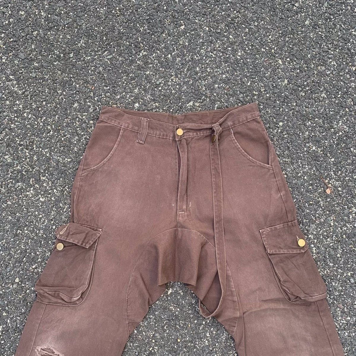 Japanese Brand × Seditionaries Distressed! Japanese Bondage Faded HipHop Cargo Drop Pants Size US 32 / EU 48 - 3 Thumbnail
