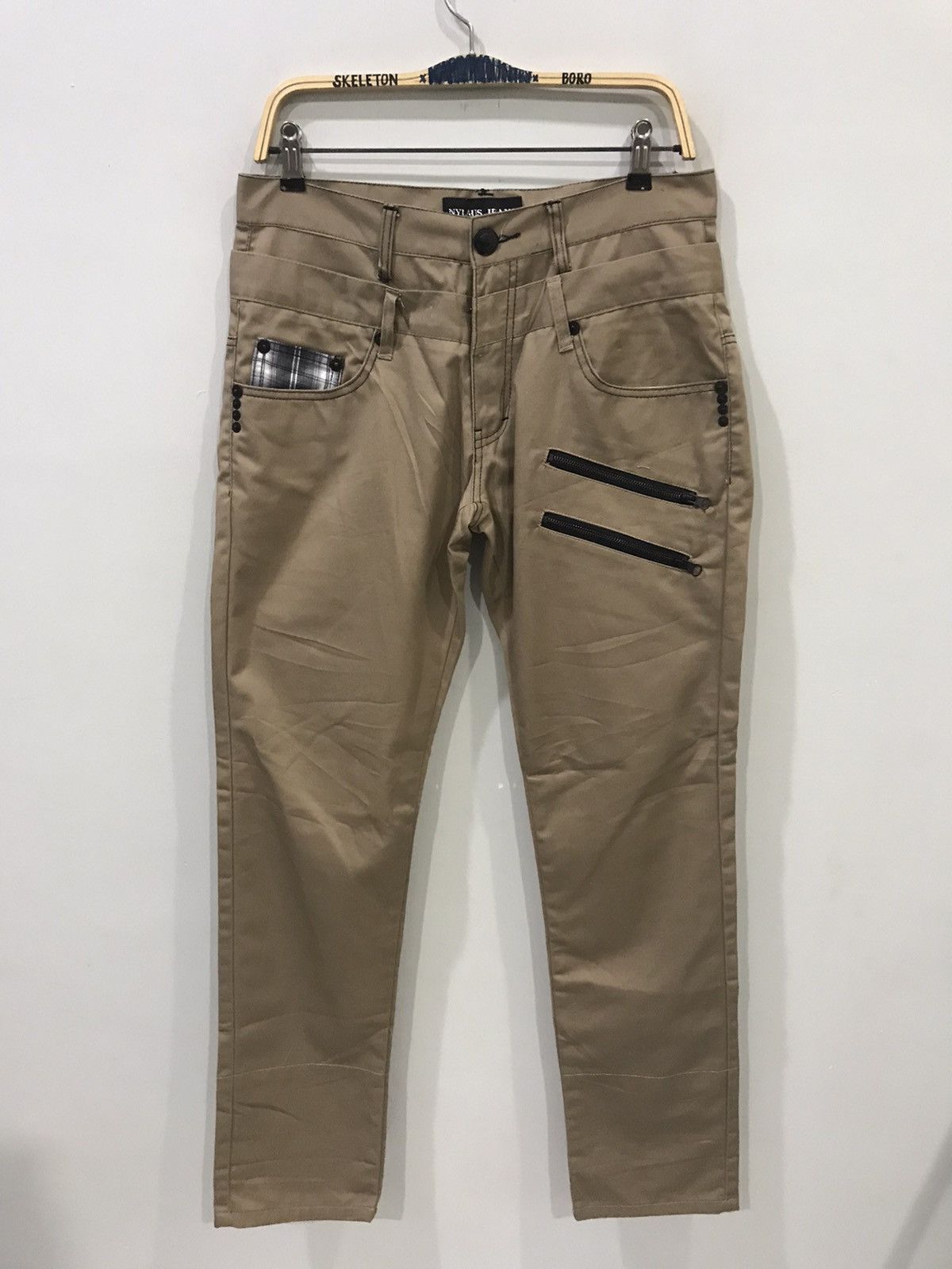 NYLAUS JEANS Japan Double Waist Seditionaries Zipper Pant