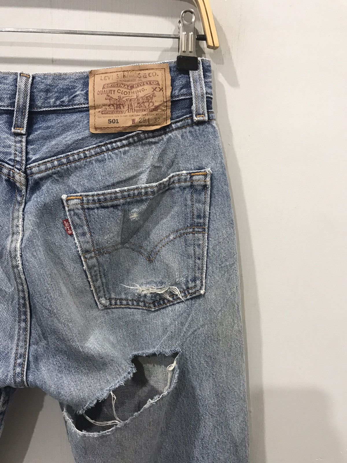 Levi's × Vintage Vintage 90s Levis 501 Kurt Cobain Grunge Distressed Denim Size US 28 / EU 44 - 11 Thumbnail