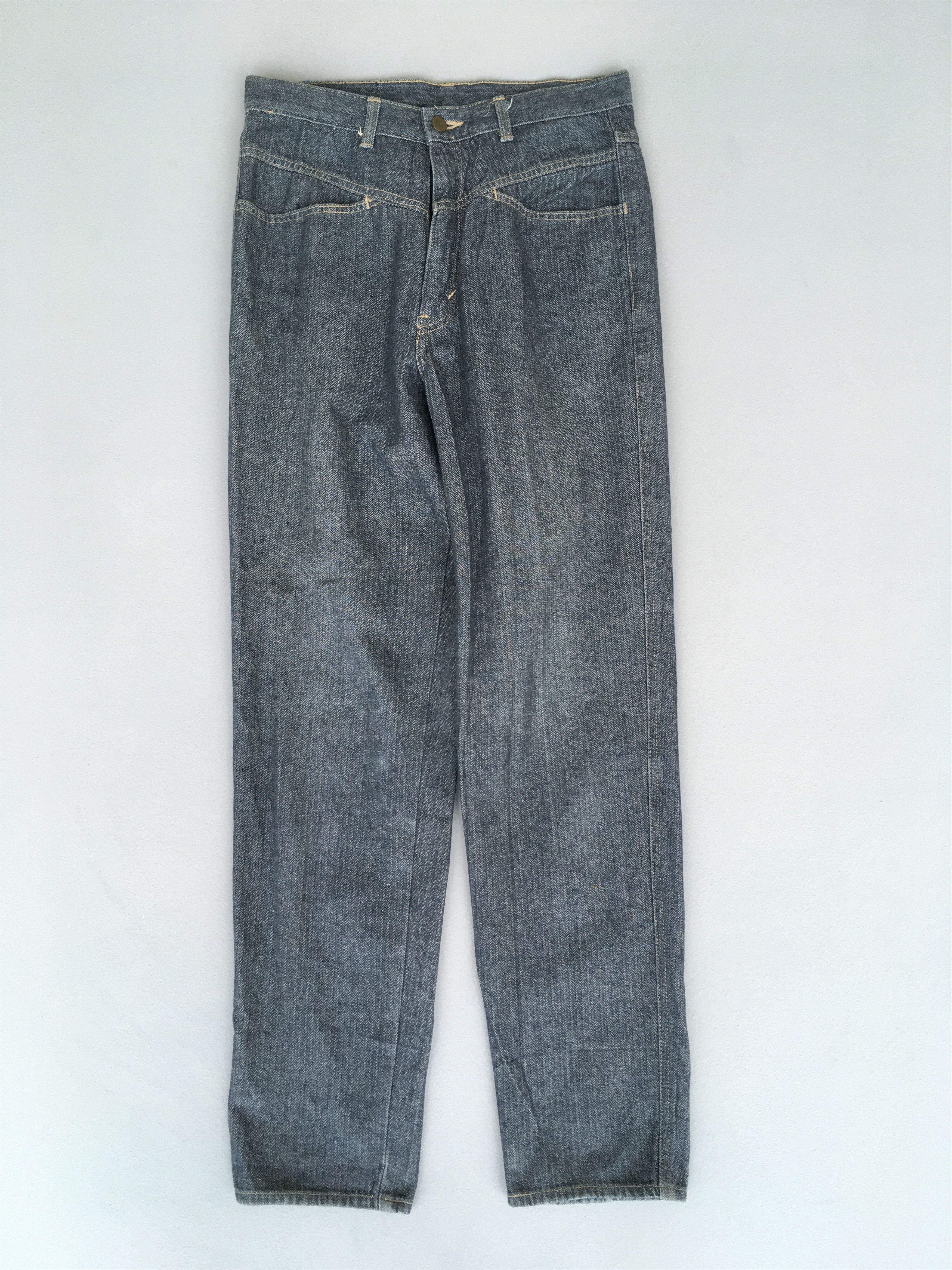 image of Designer Size 30X30.5 Belt Scott Japanese Herringbone Twill Jeans in Grey, Men's