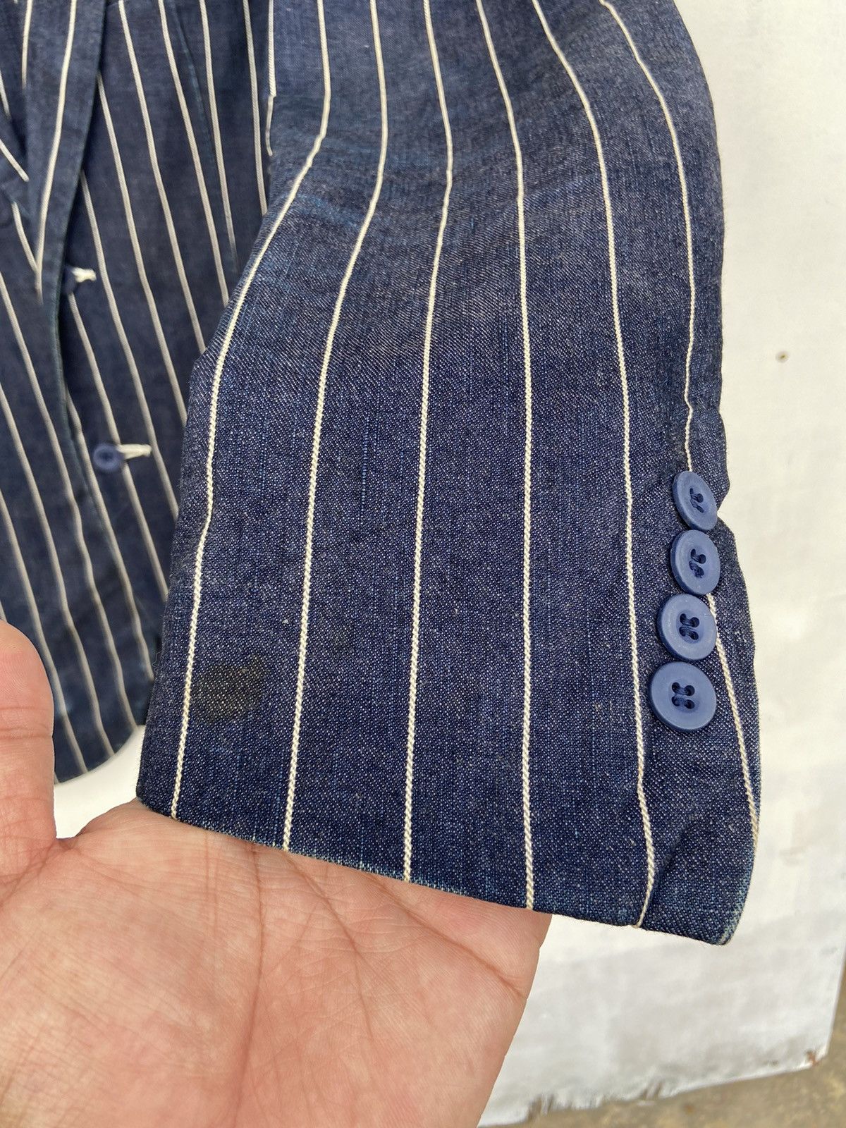 Katharine Hamnett London HAMNET STRIPE LOUNGE DENIM BLAZER JACKET Size US M / EU 48-50 / 2 - 4 Thumbnail