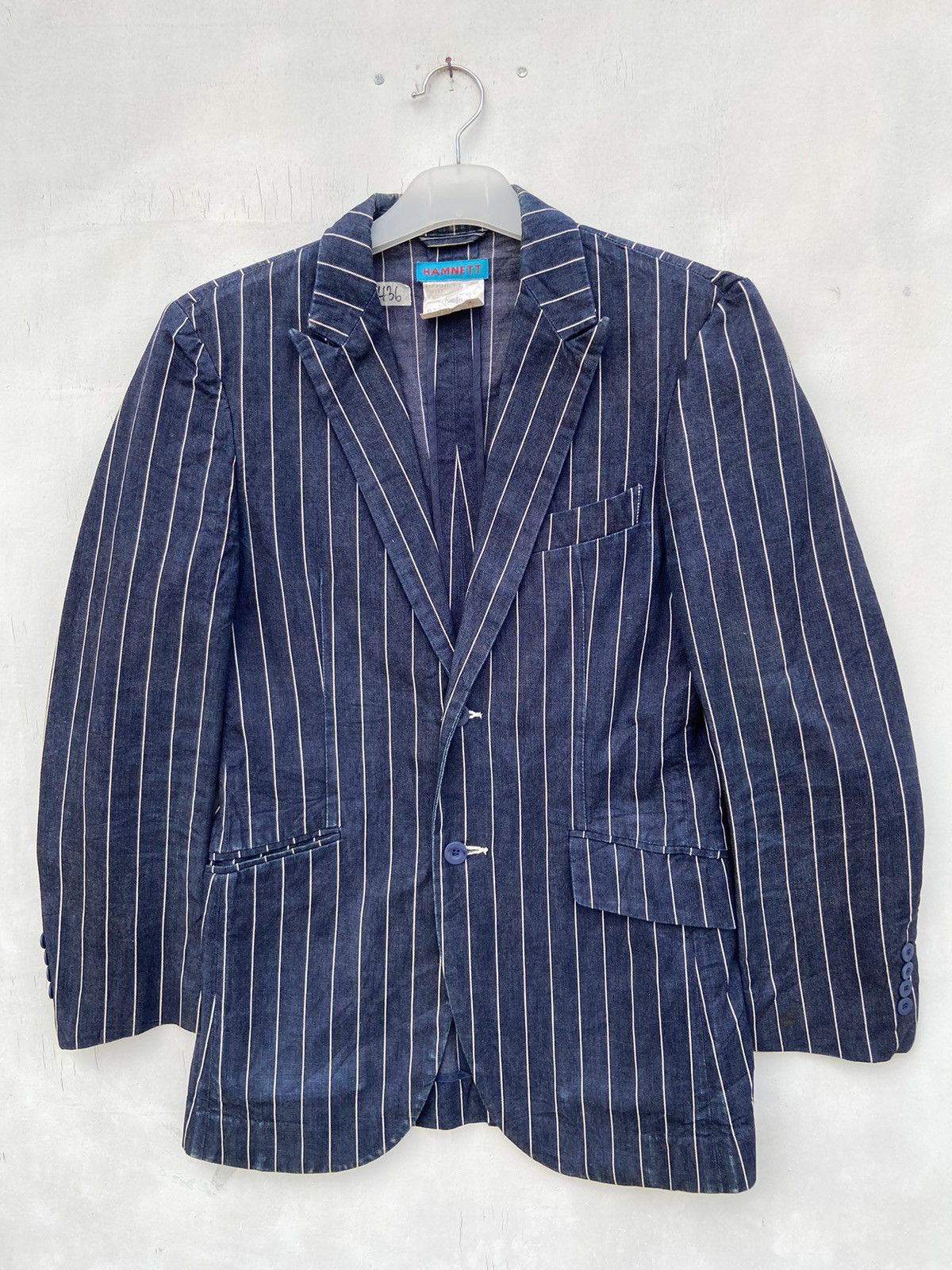 Katharine Hamnett London HAMNET STRIPE LOUNGE DENIM BLAZER JACKET Size US M / EU 48-50 / 2 - 1 Thumbnail