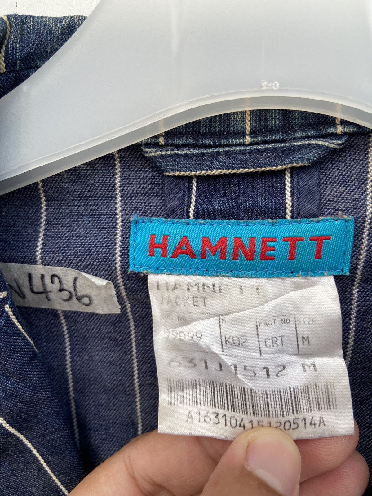 Katharine Hamnett London HAMNET STRIPE LOUNGE DENIM BLAZER JACKET Size US M / EU 48-50 / 2 - 3 Thumbnail