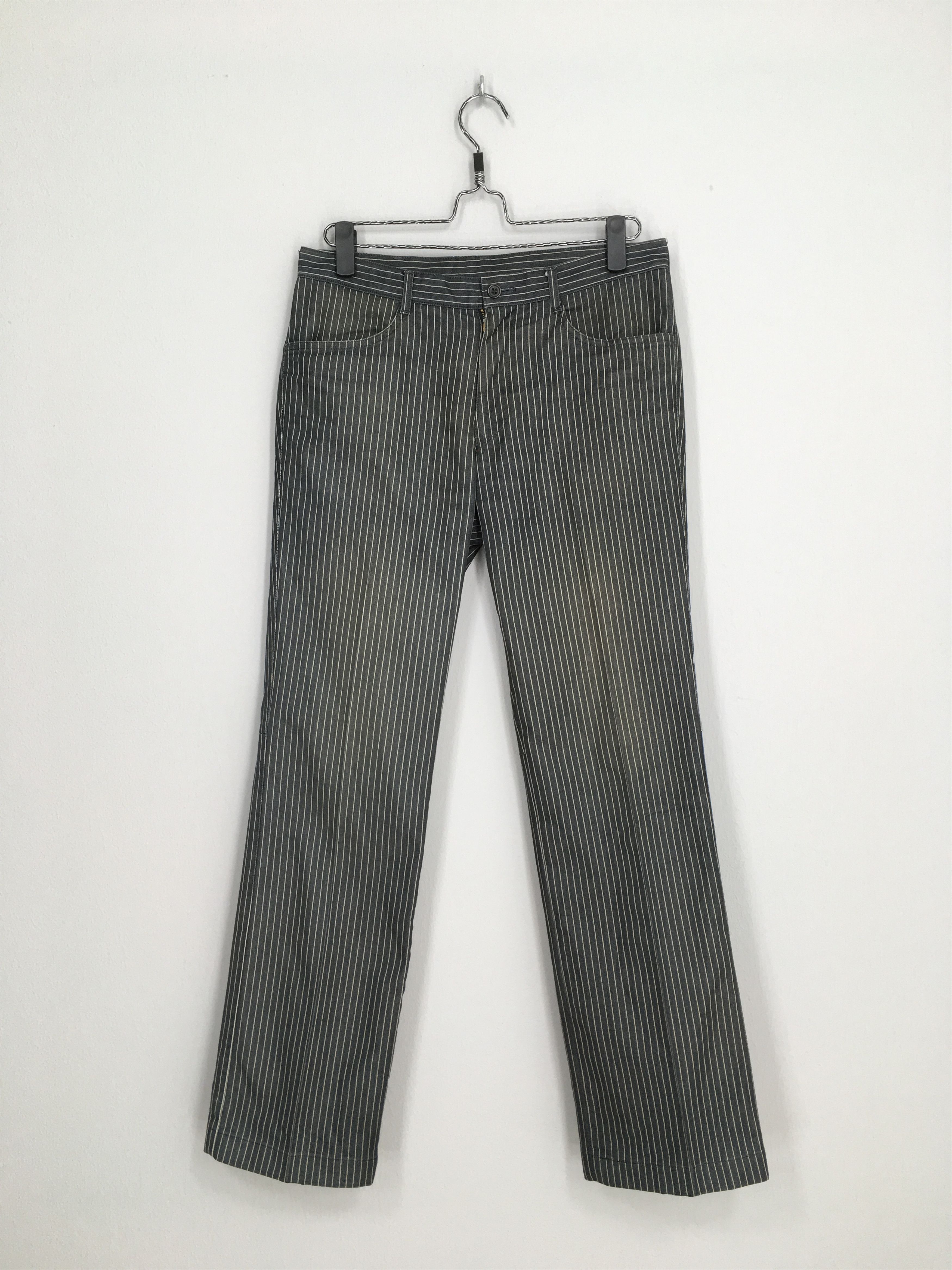 image of Vintage Moda Vestito Black Striped Pants Size 30, Men's