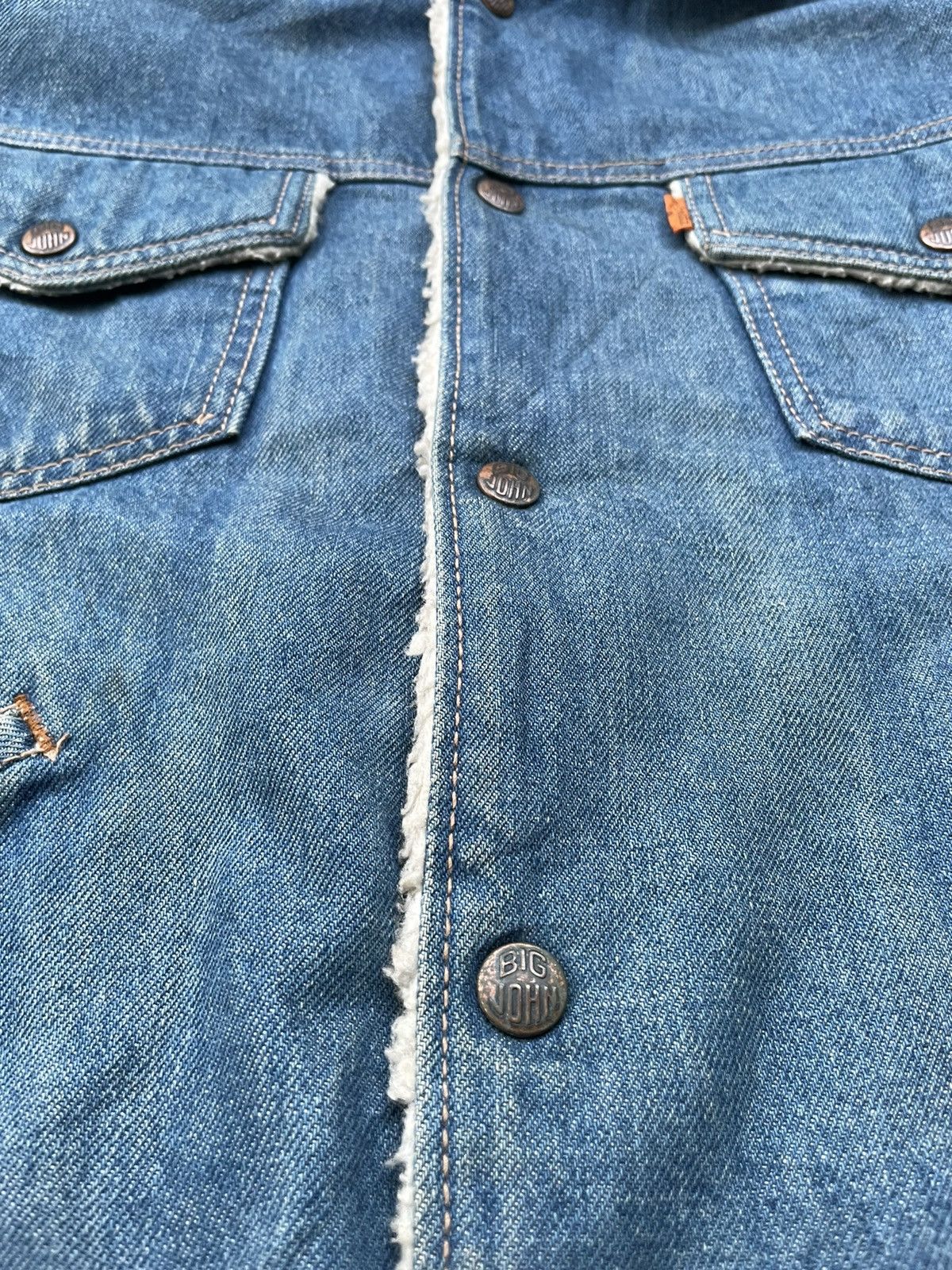 Big John × Vintage Vintage Big John Orange Tag Sherpa Denim Jacket Size US M / EU 48-50 / 2 - 16 Thumbnail