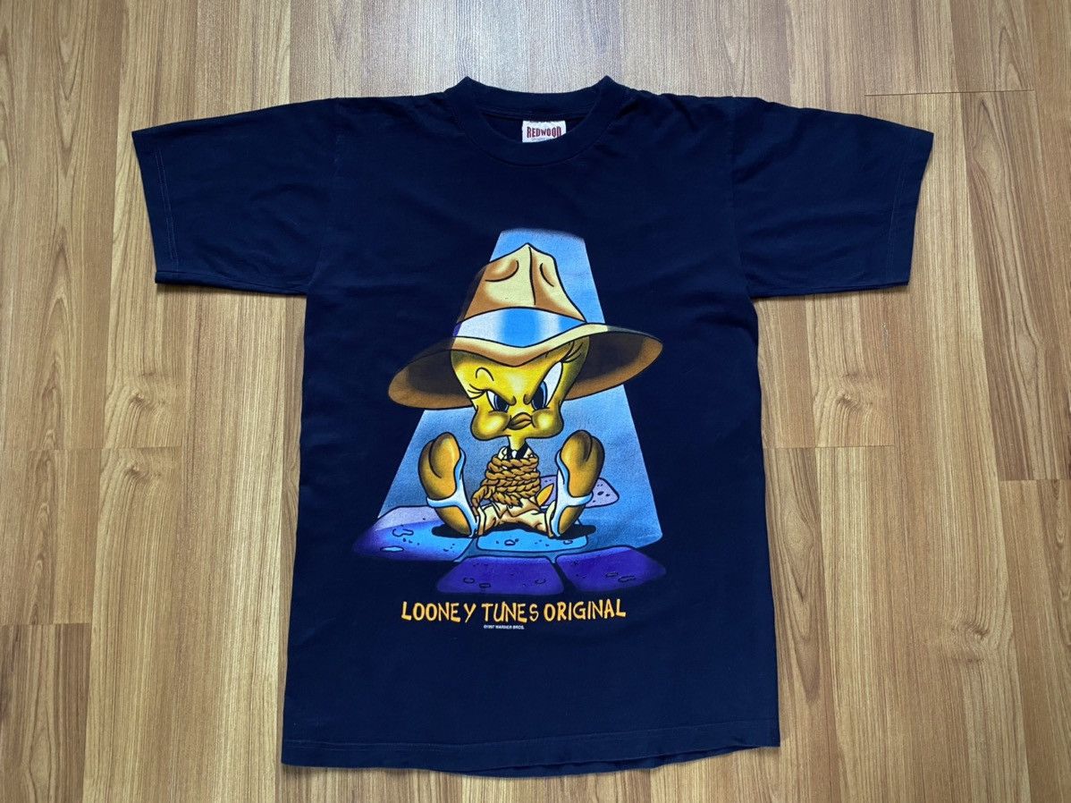Vintage Y2K 1997 Tweety Looney Tunes T Shirt Tee Taz Marvin