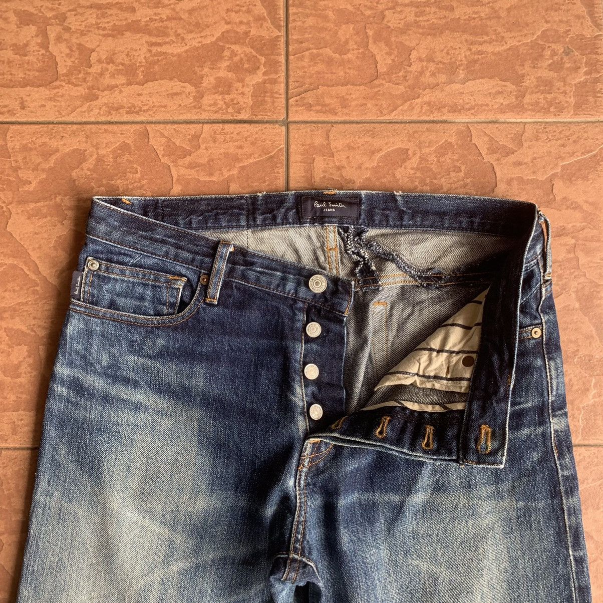 Paul Smith × Vintage 💥STEALS💥 VINTAGE 32x32 JEANS REDLINE RIPPED SELVEDGE PANTS Size US 32 / EU 48 - 9 Thumbnail