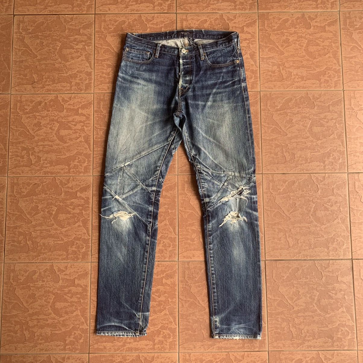Paul Smith × Vintage 💥STEALS💥 VINTAGE 32x32 JEANS REDLINE RIPPED SELVEDGE PANTS Size US 32 / EU 48 - 1 Thumbnail